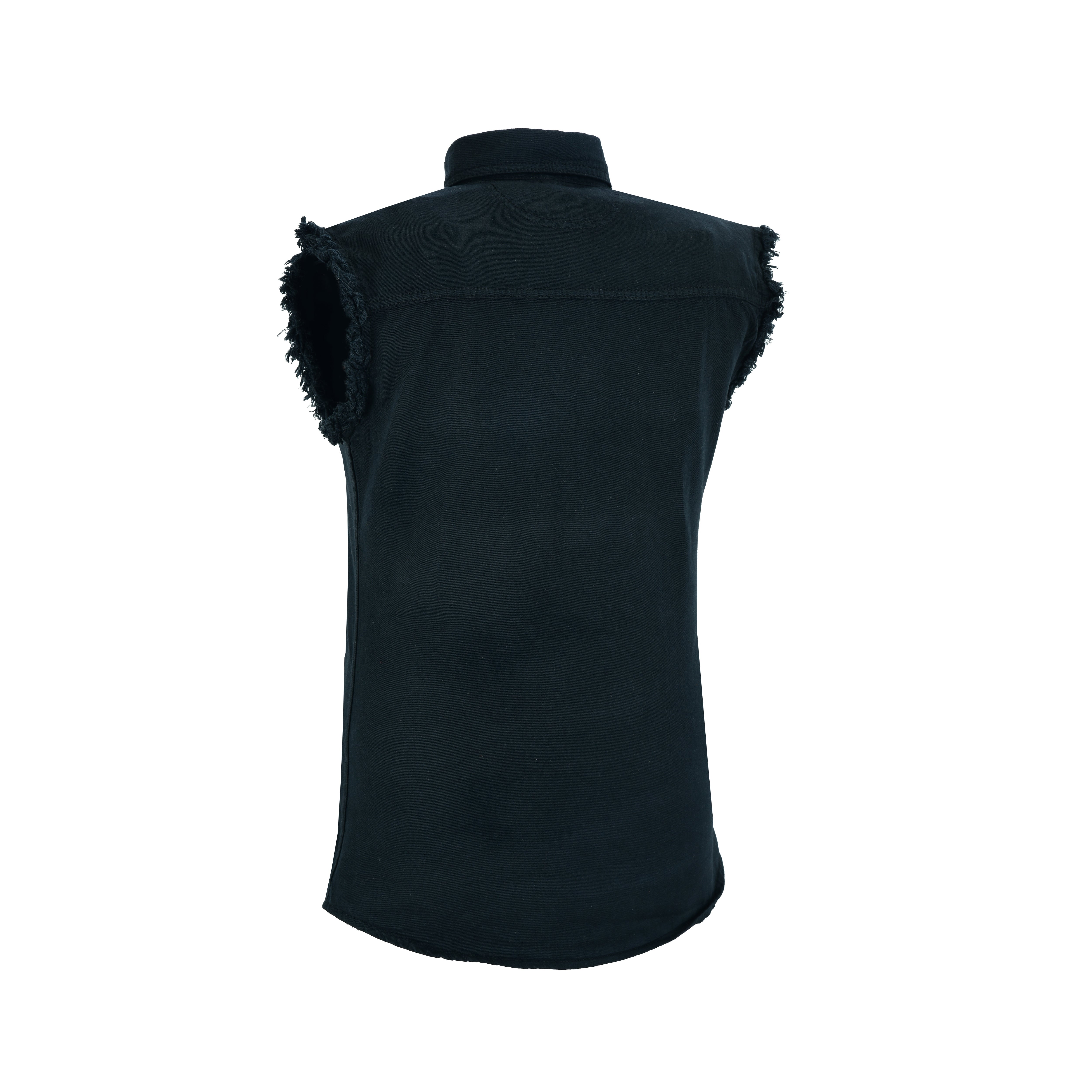 Men’s Black Lightweight Sleeveless Denim Shirt – Casual Biker Style by Rexons