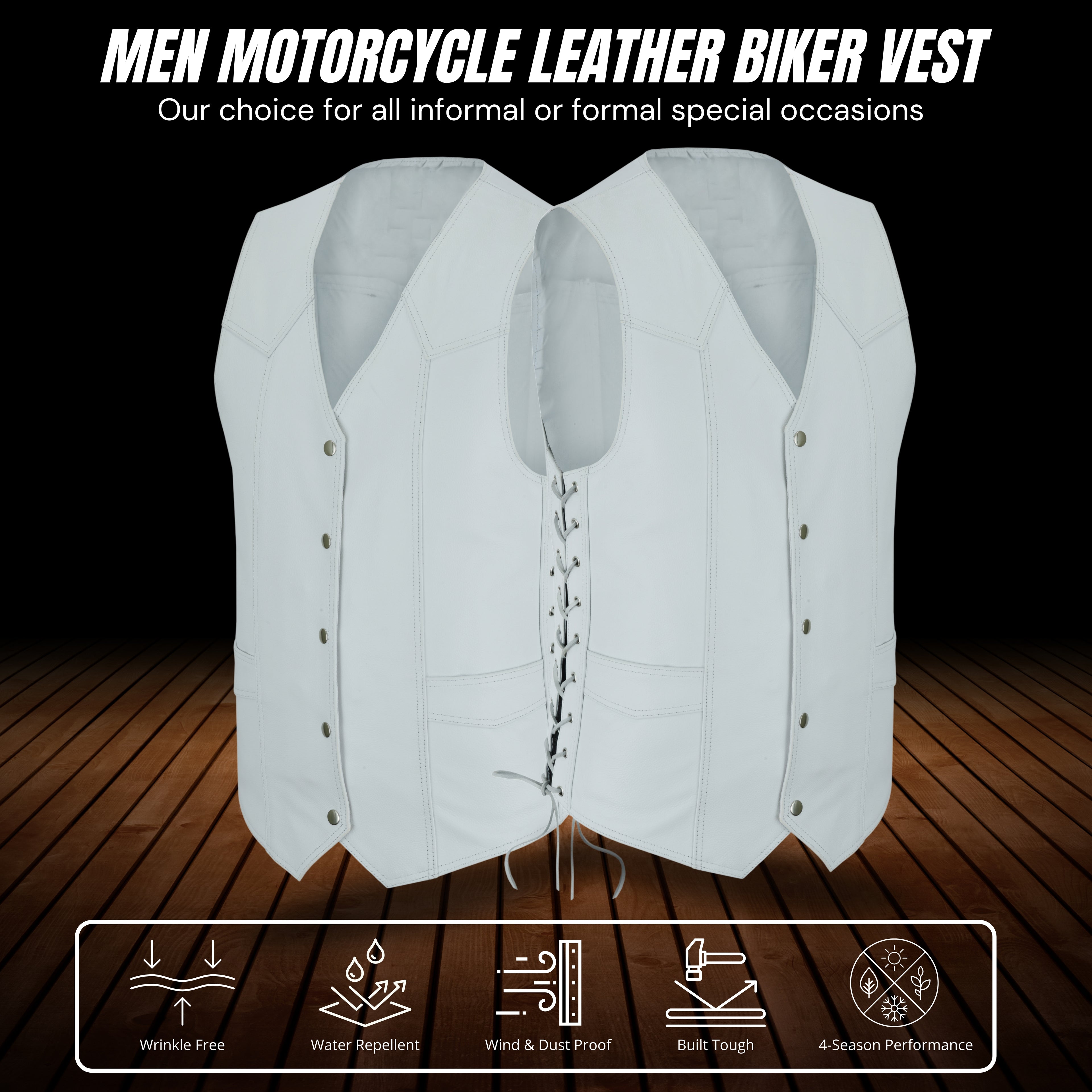 Women’s White Bulletproof-Style Leather Vest – Perfect for Biker Clubs