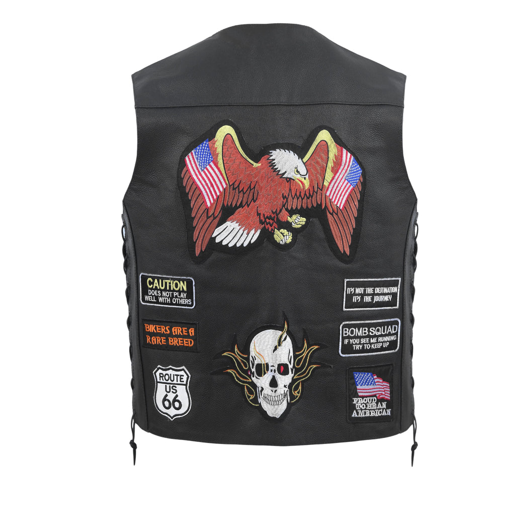Plus Size Biker Vest – 23 Patch Design Motorcycle Club Jacket