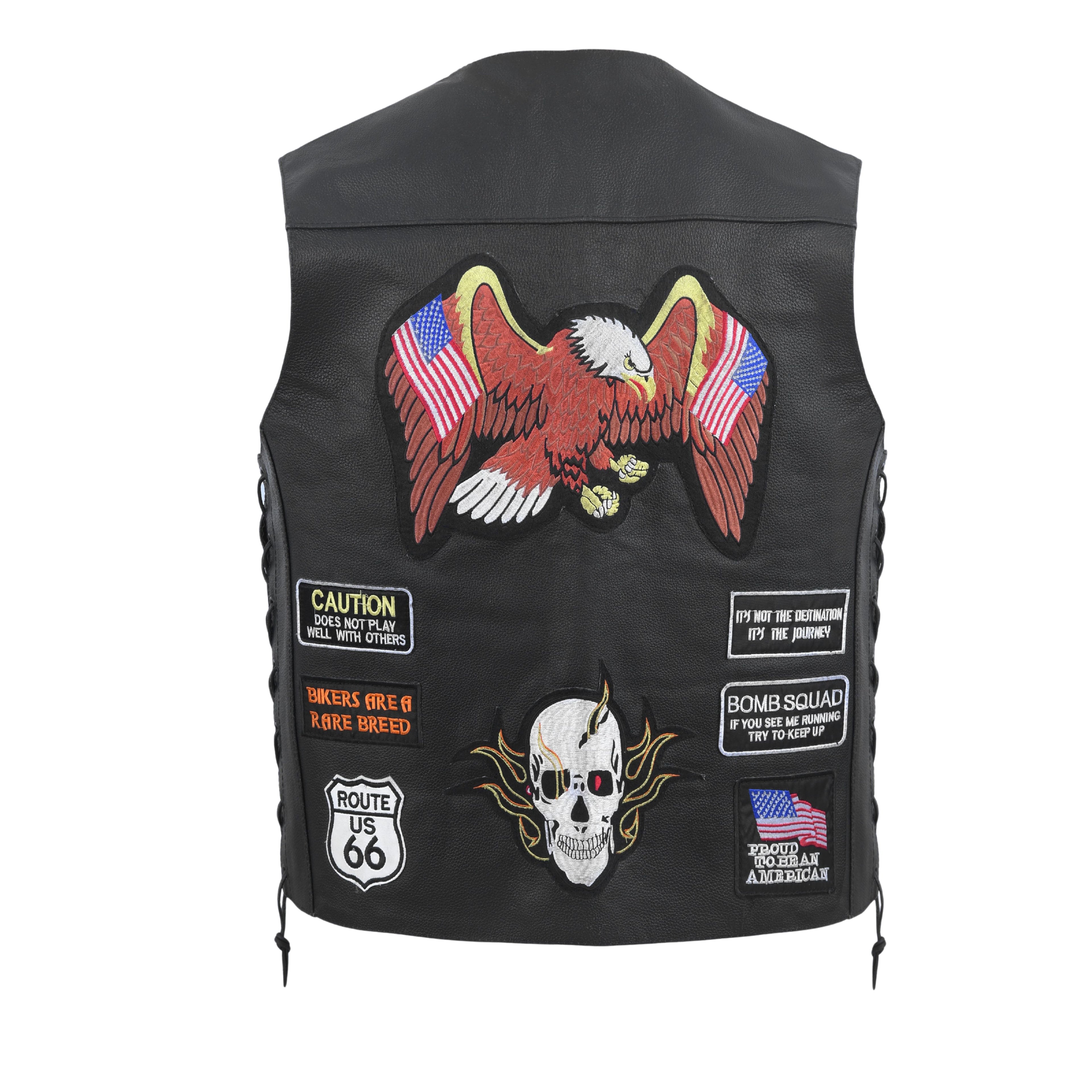 Plus Size Biker Vest – 23 Patch Design Motorcycle Club Jacket