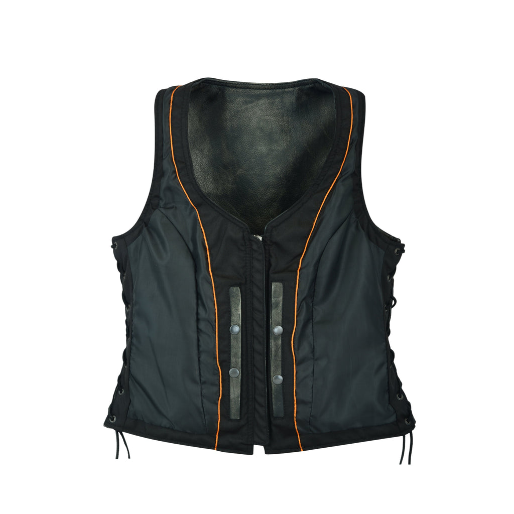 Distressed Grey ‘Open Neck’ Motorcycle Leather Vest with Side Laces – Premium Riderwear by Rexons