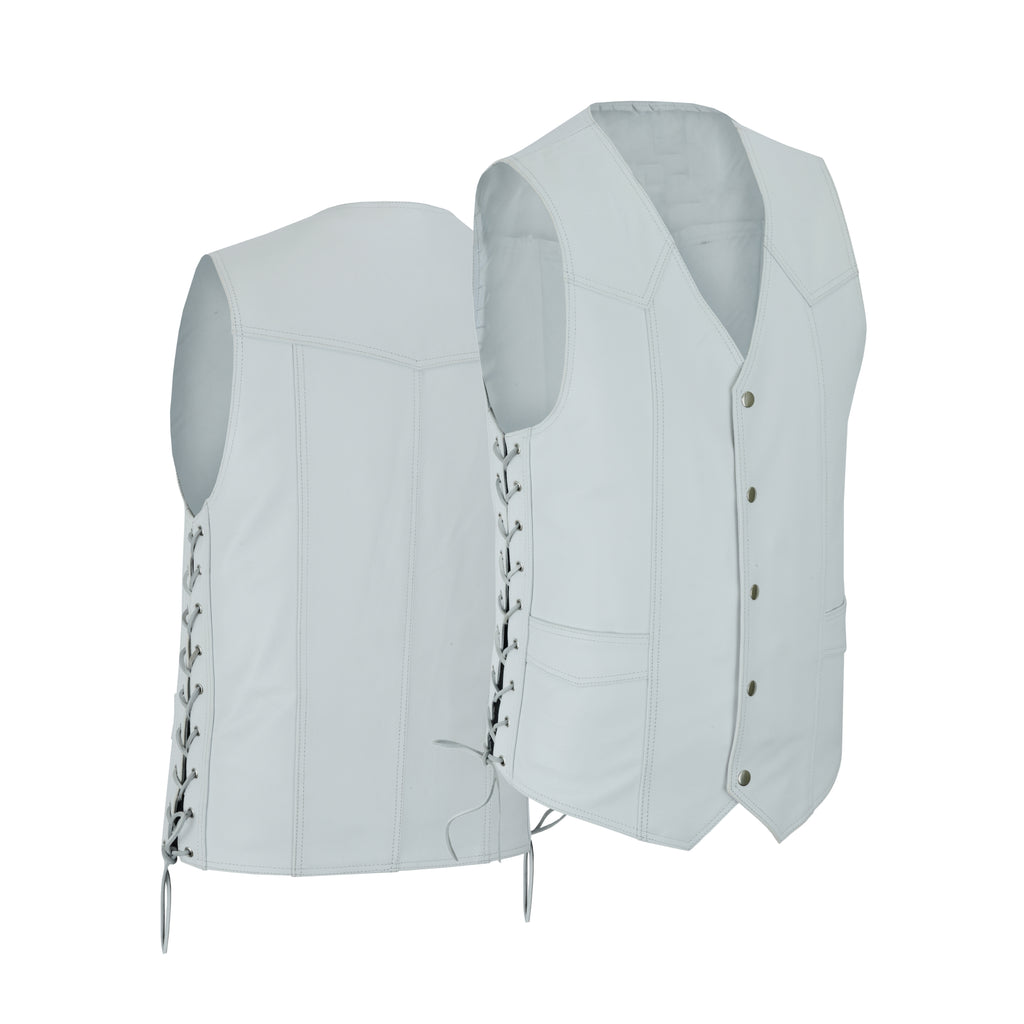Women’s White Bulletproof-Style Leather Vest – Perfect for Biker Clubs