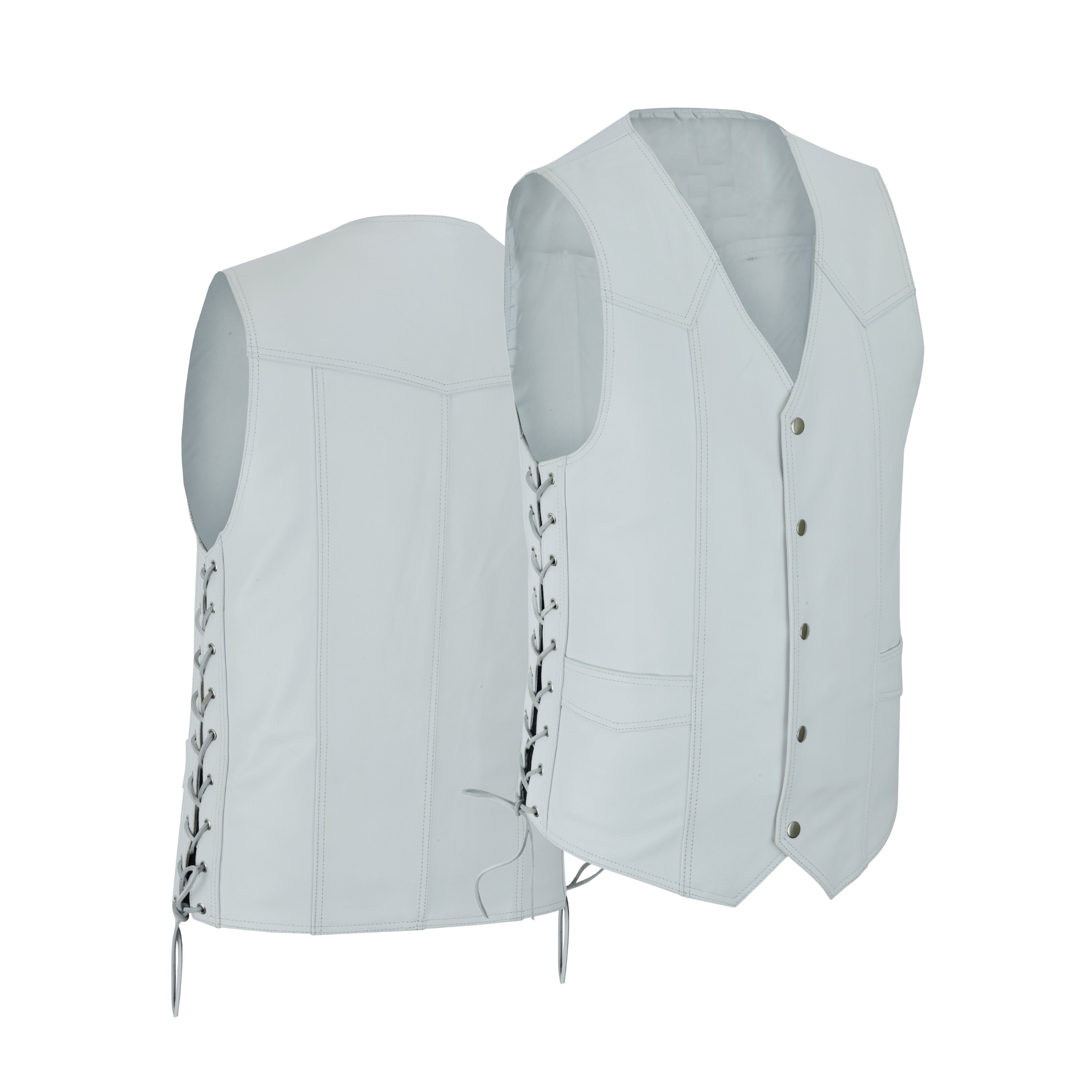 Women’s White Bulletproof-Style Leather Vest – Perfect for Biker Clubs