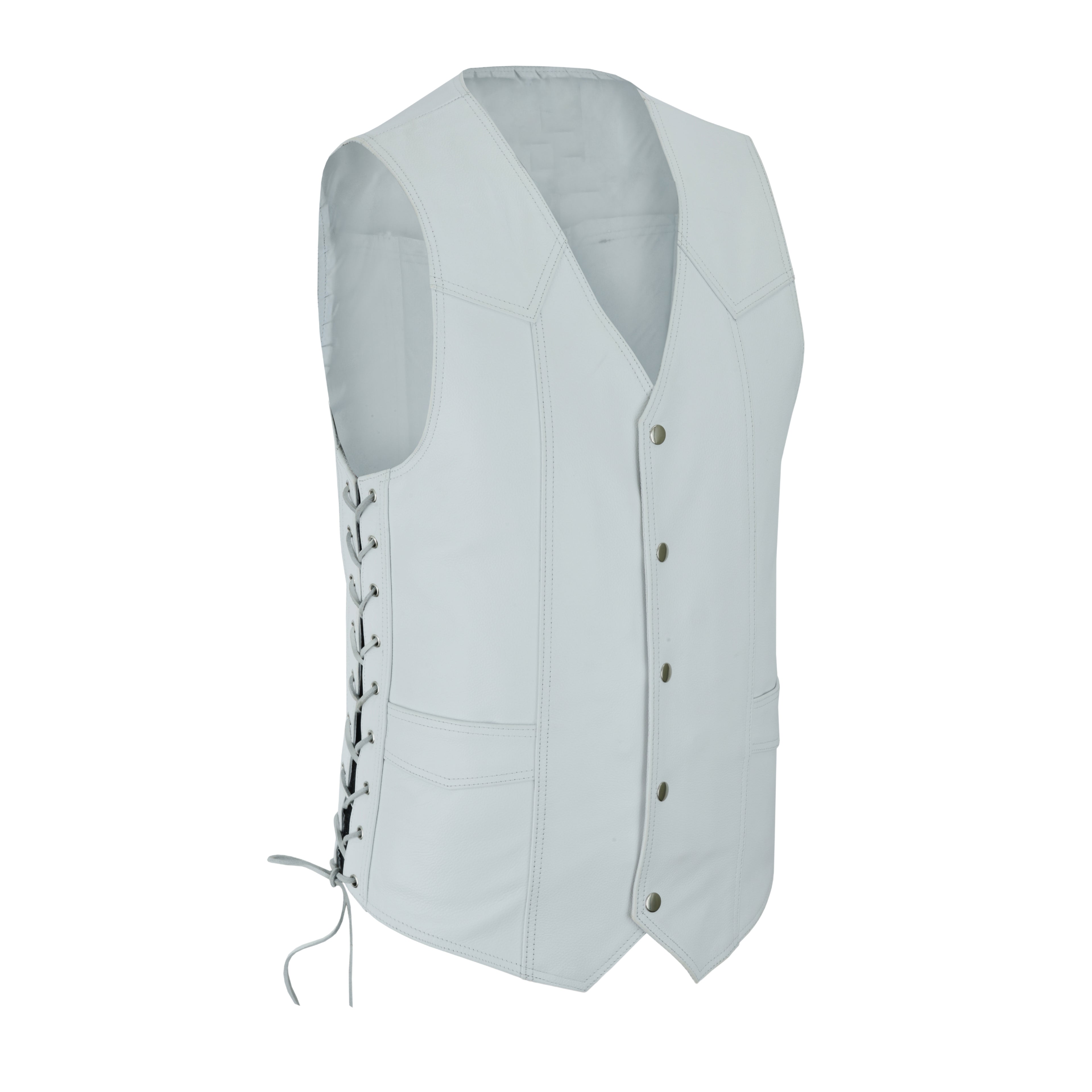 Women’s White Bulletproof-Style Leather Vest – Perfect for Biker Clubs