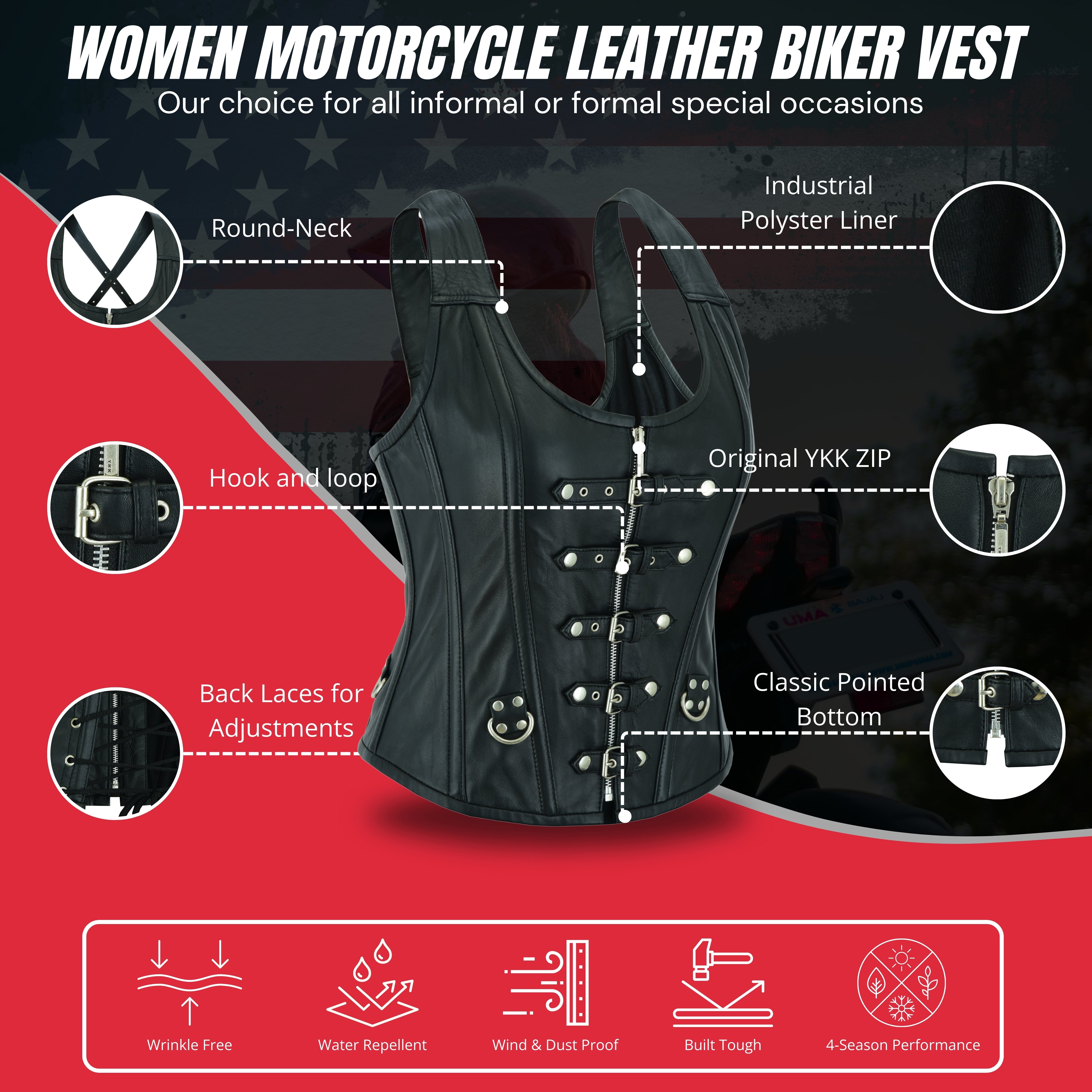 Women’s Gothic Punk Rock Leather Corset Top – Steel Boned Steampunk Bustier with Halter Shoulder Straps & Buckles by Rexons