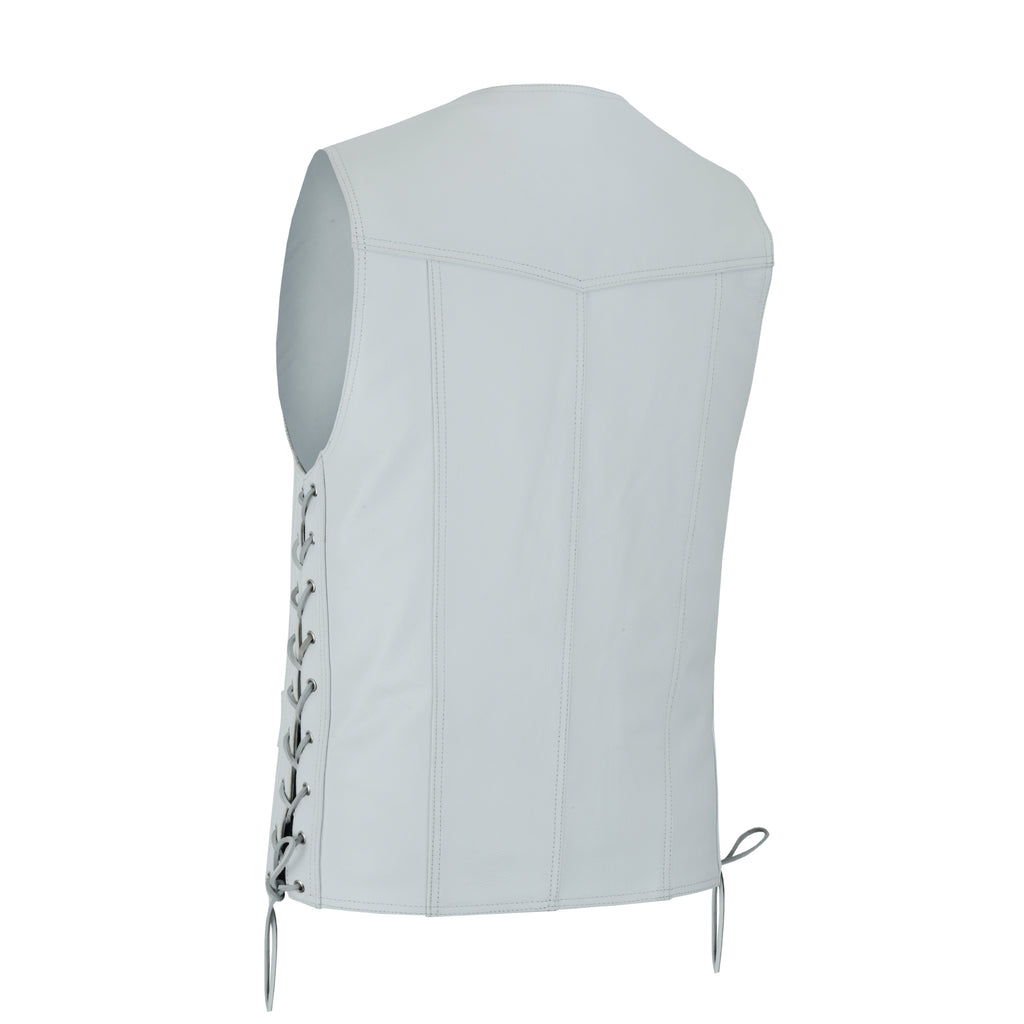 Women’s White Bulletproof-Style Leather Vest – Perfect for Biker Clubs