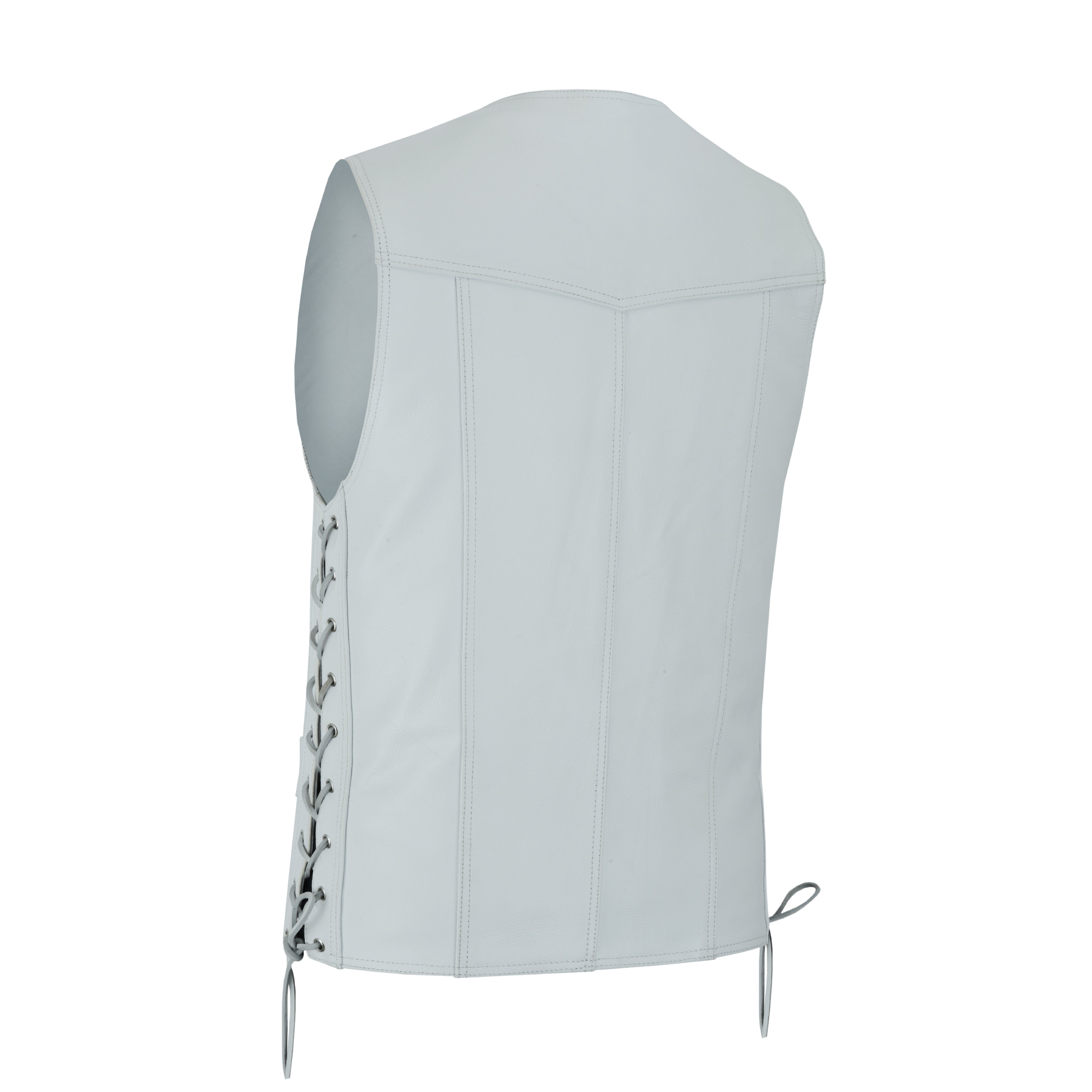 Women’s White Bulletproof-Style Leather Vest – Perfect for Biker Clubs