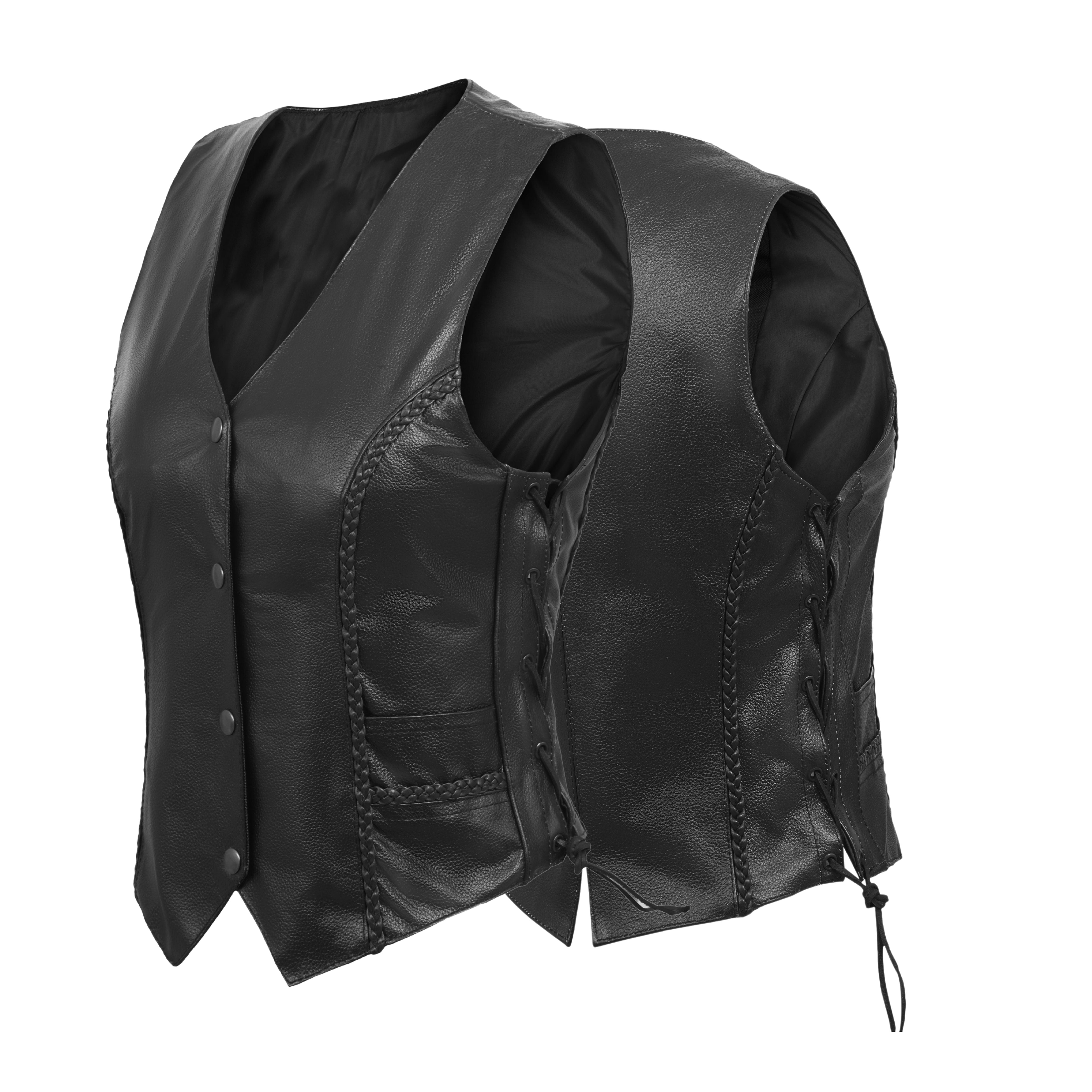 WCWV53541SPT Women’s Rib Stretch Zipper Front Leather Vest by Rexons – Sleek Fit & Stylish Ride Wear