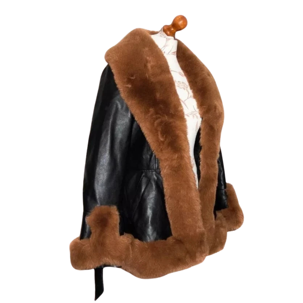 Women’s Black Leather Jacket with Fur Lining