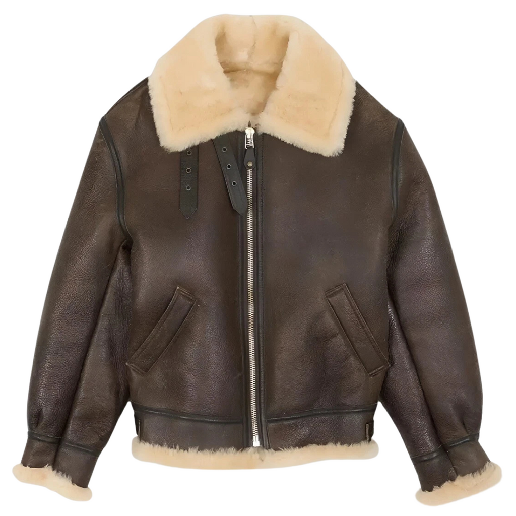 Men’s Brown Shearling Fur Leather Jacket