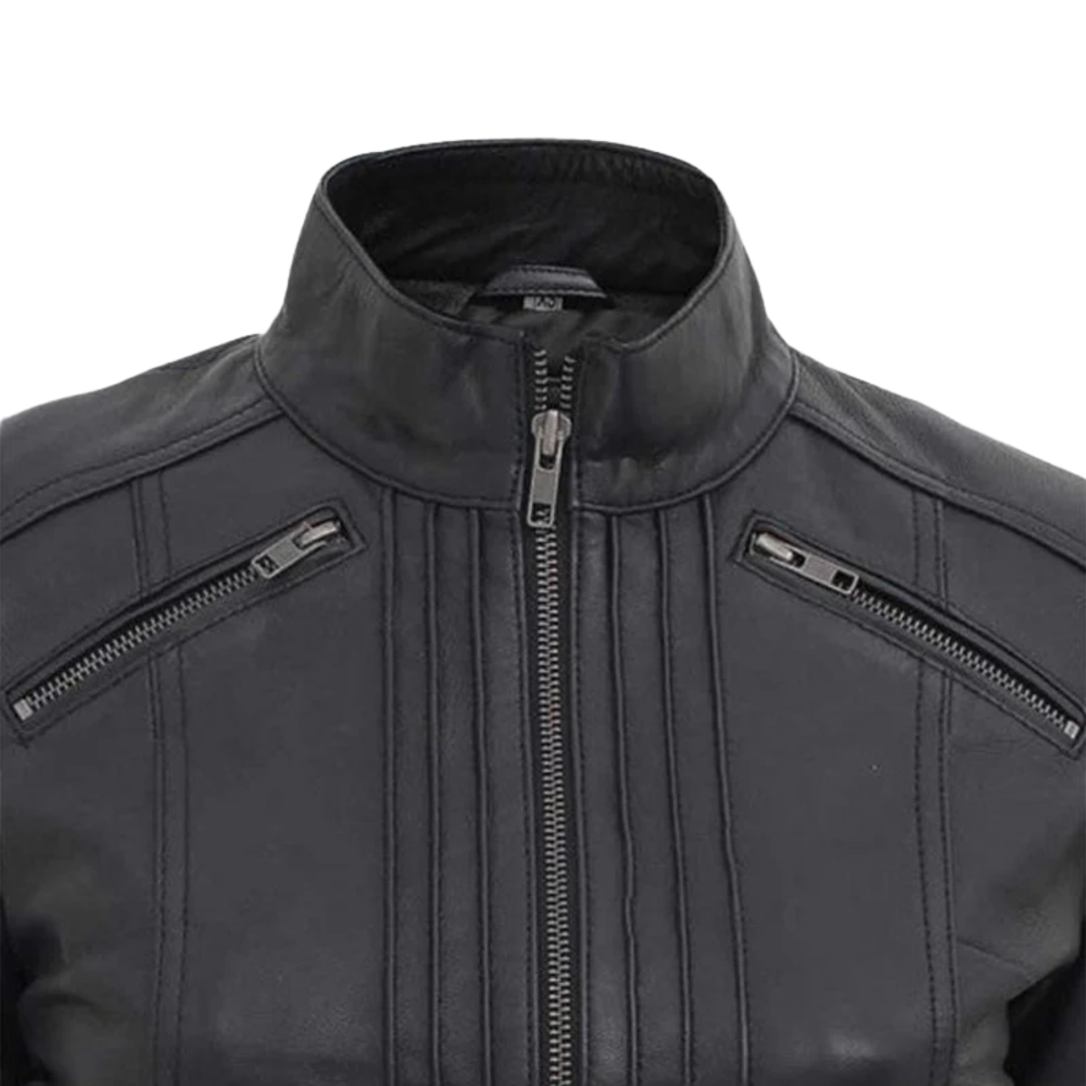 Women’s Black Slim-Fit Leather Jacket