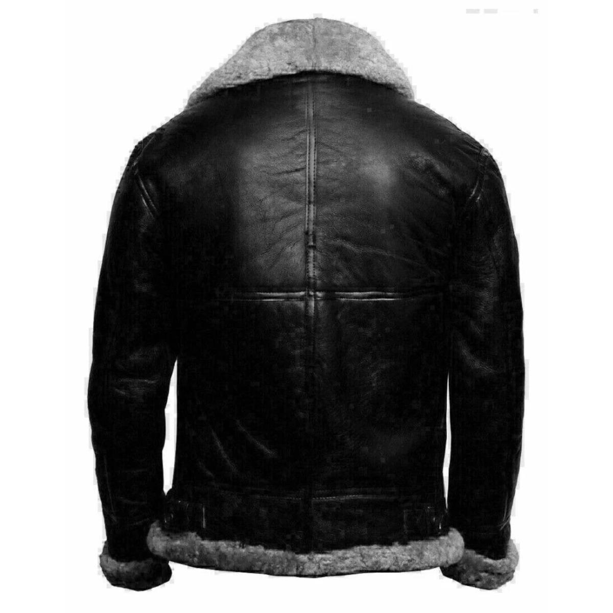 Men’s Black Leather Jacket Faux Fur