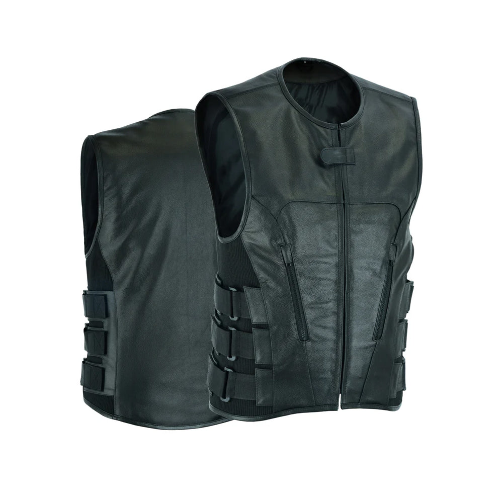 Men's Motorcycle Swat Team Style Leather Vest