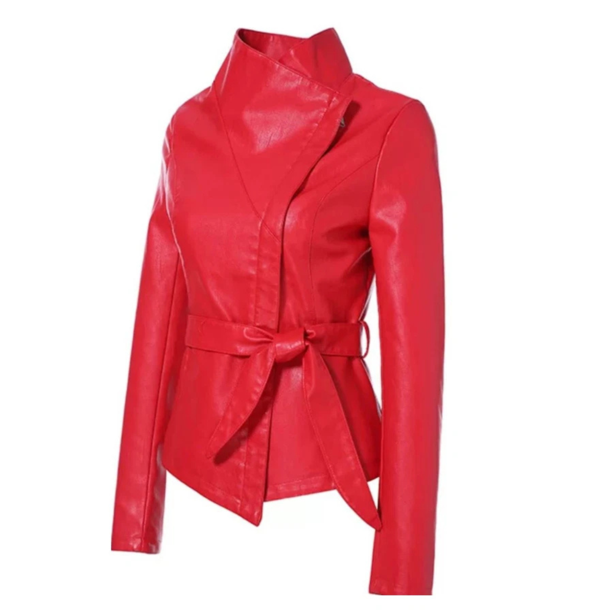Women’s Black & Red Leather Moto Jacket