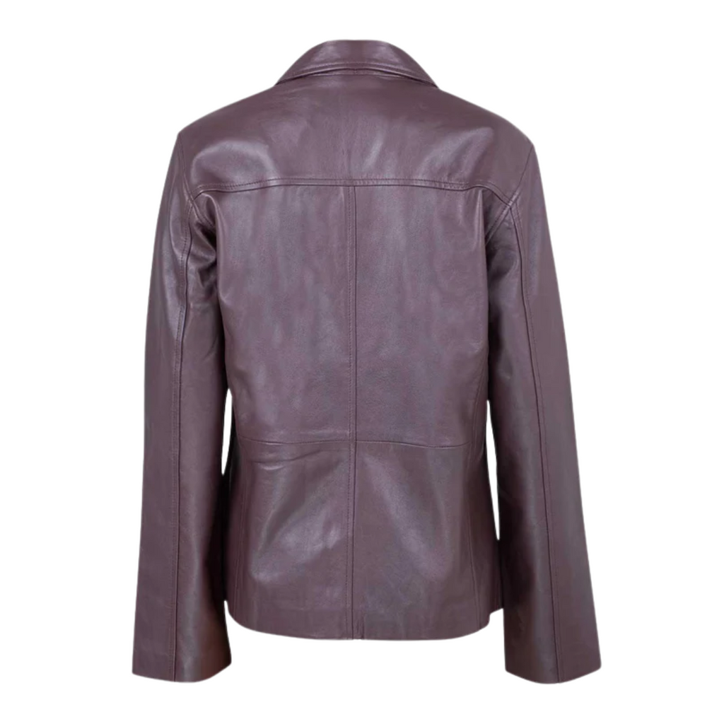Women’s Chocolate Brown Leather Jacket with Peter Pan Collar
