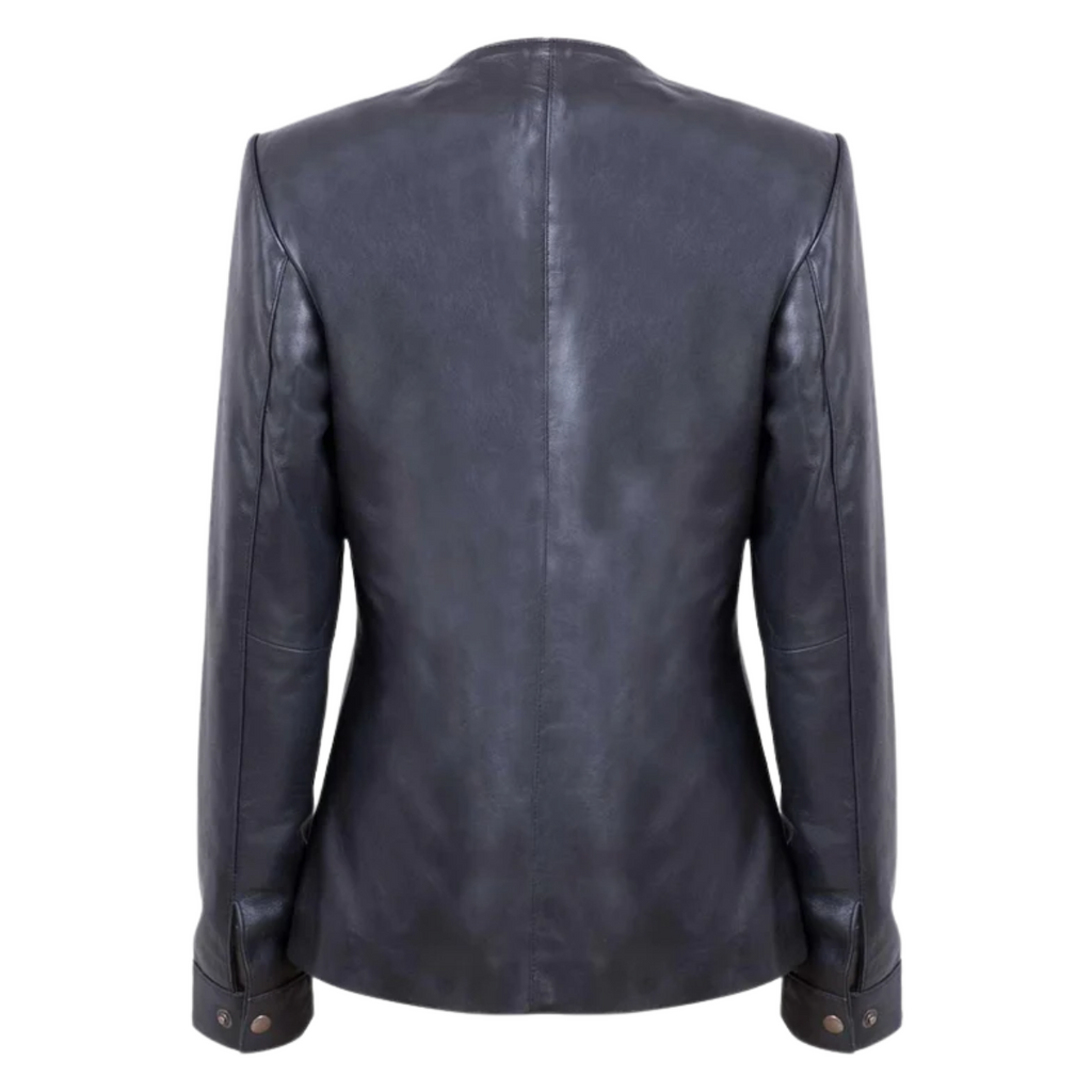 Women’s Lightweight Collarless Leather Jacket