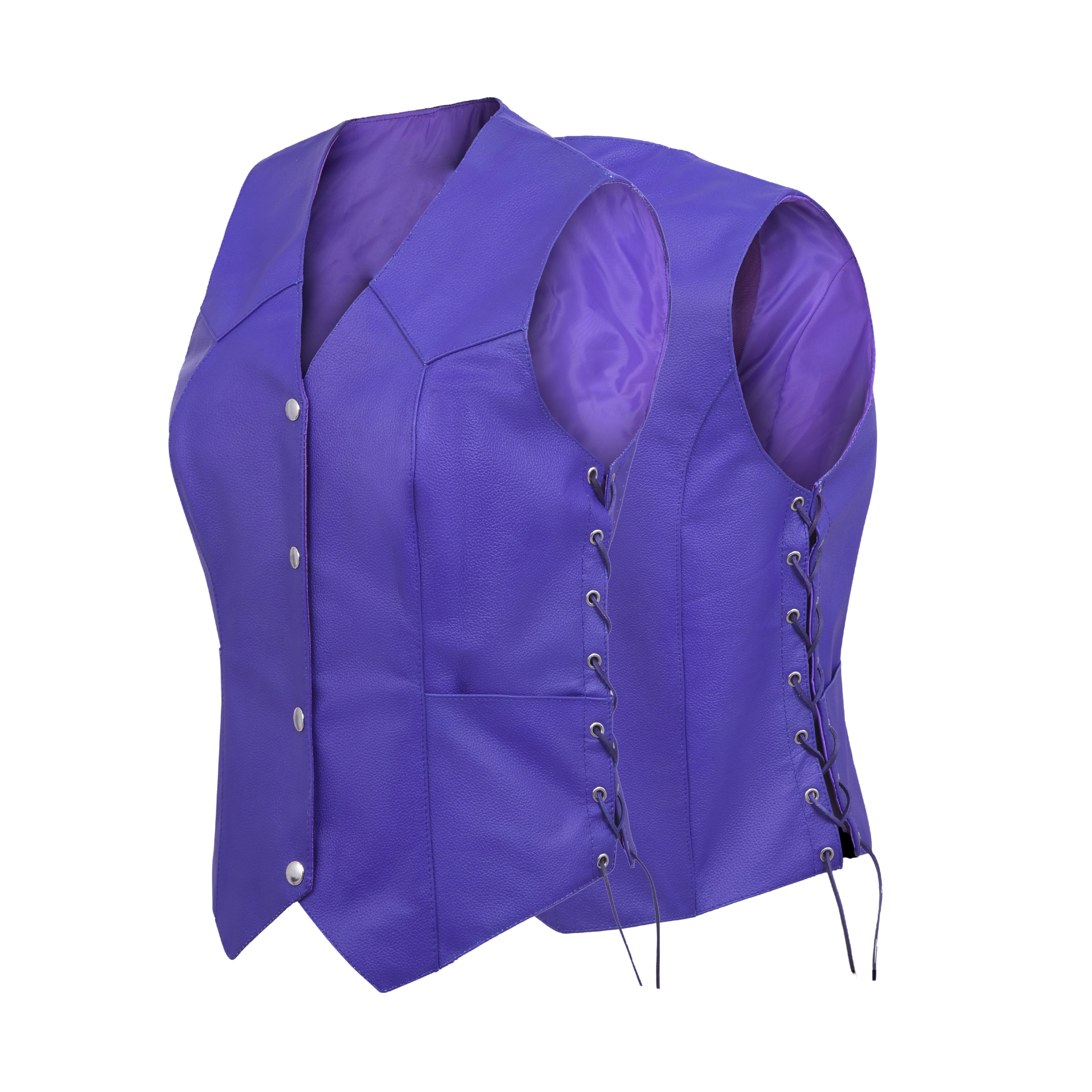 Passionate Purple Women’s Motorcycle Leather Vest – Club Style by Rexons | Easy Patch Sew Design