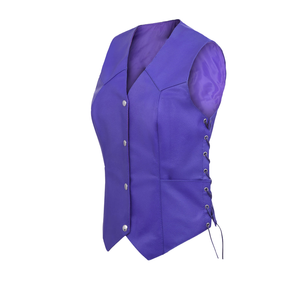 Passionate Purple Women’s Motorcycle Leather Vest – Club Style by Rexons | Easy Patch Sew Design