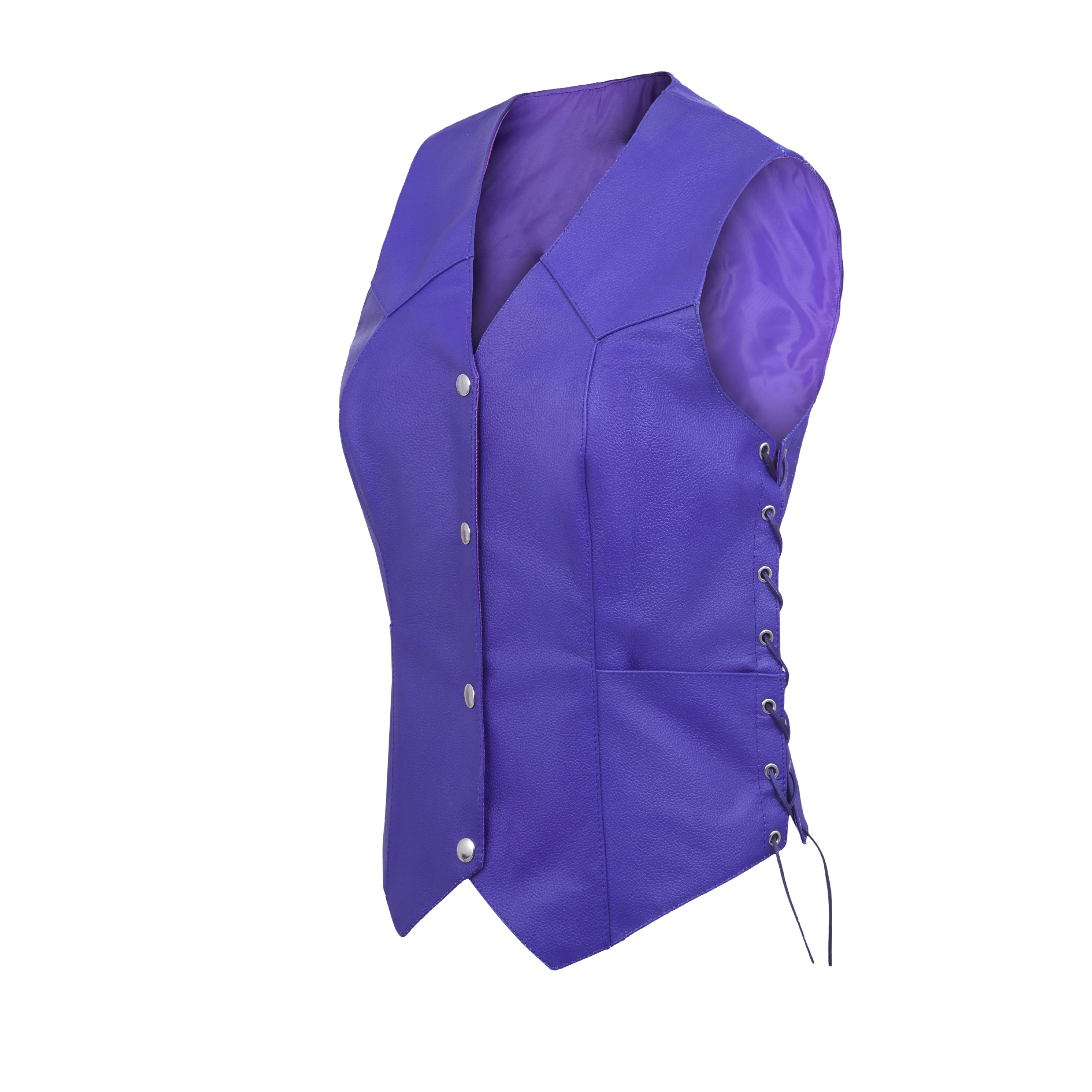 Passionate Purple Women’s Motorcycle Leather Vest – Club Style by Rexons | Easy Patch Sew Design