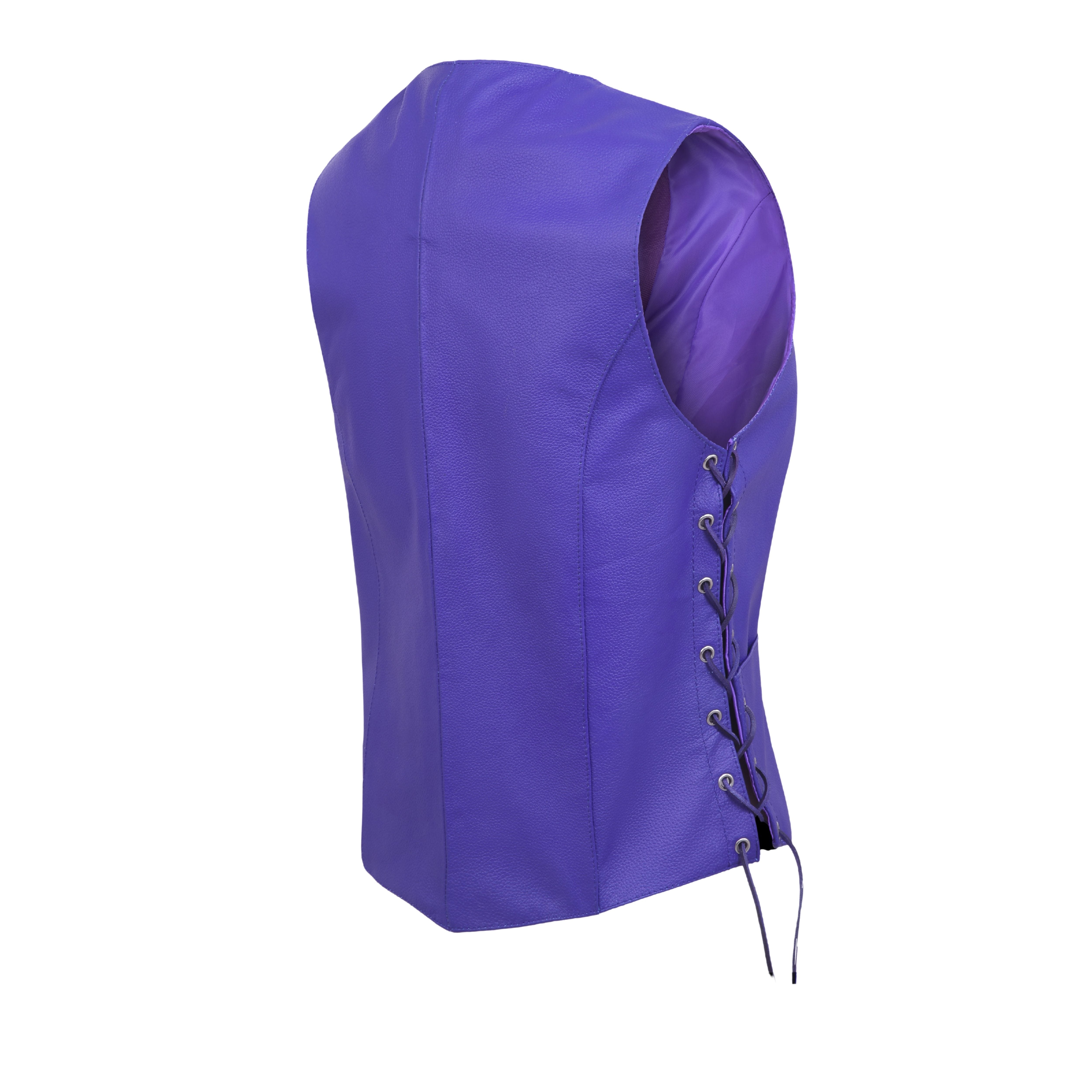 Passionate Purple Women’s Motorcycle Leather Vest – Club Style by Rexons | Easy Patch Sew Design
