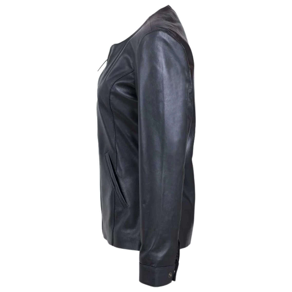 Women’s Lightweight Collarless Leather Jacket