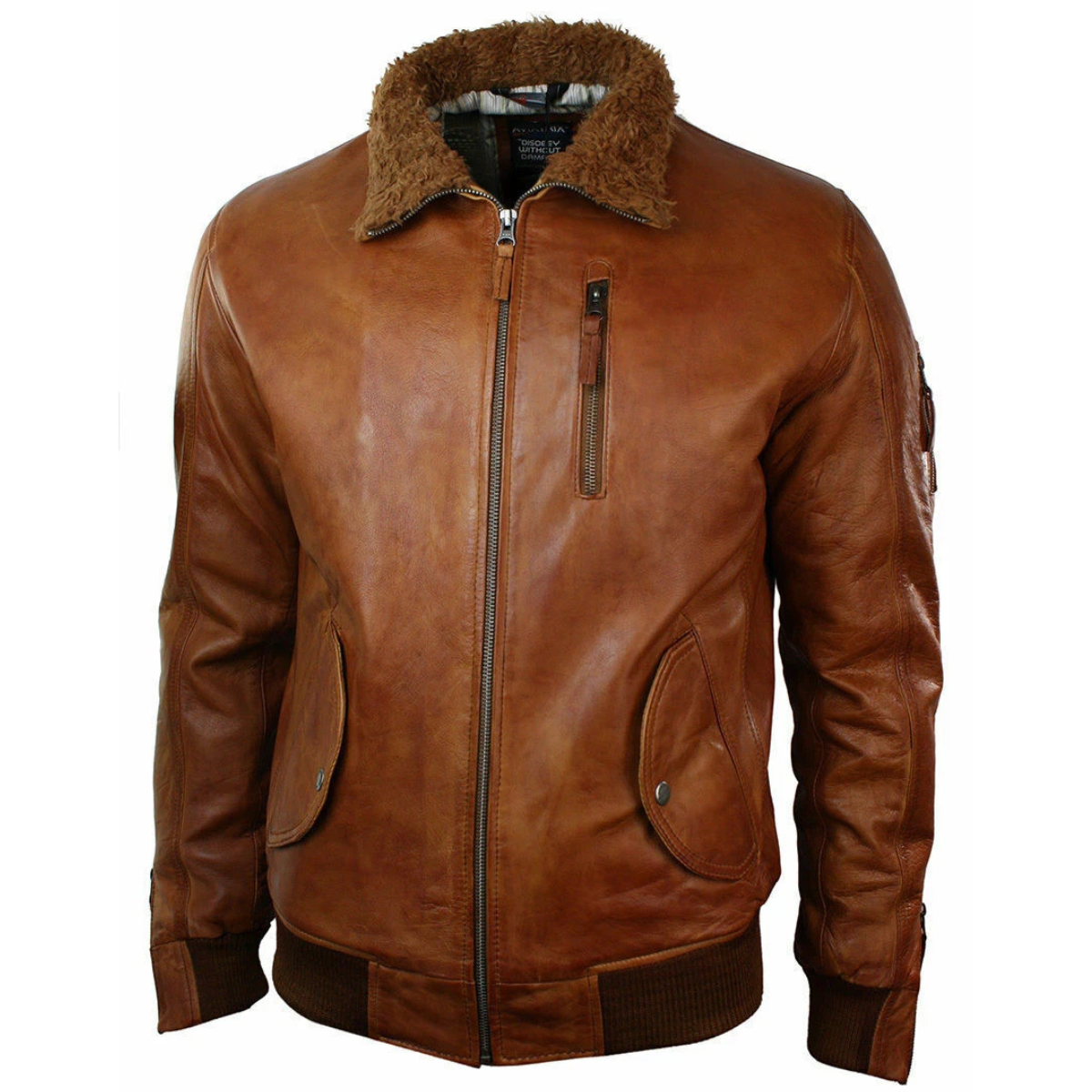 Men’s Brown Leather Jacket with Hood & Shearling Lining