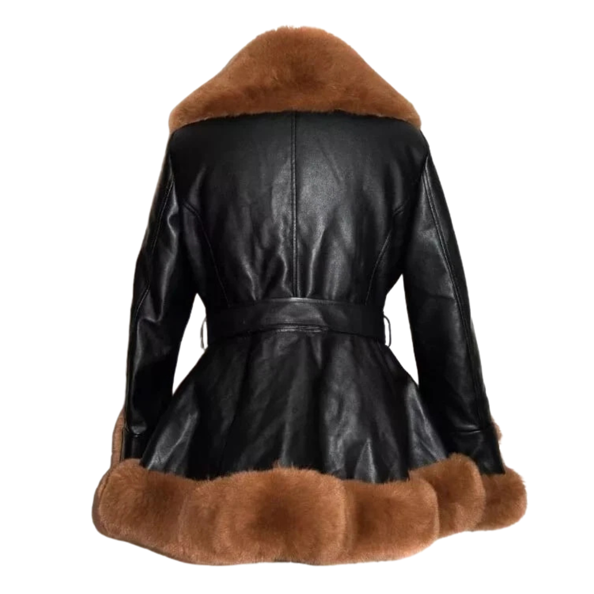 Women’s Black Leather Jacket with Fur Lining