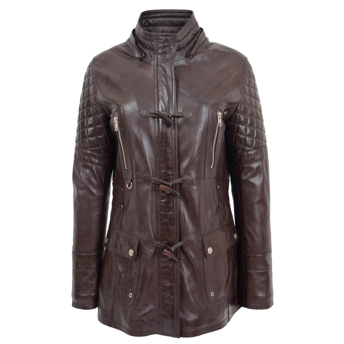 Women’s Real Lambskin Leather Duffle Jacket