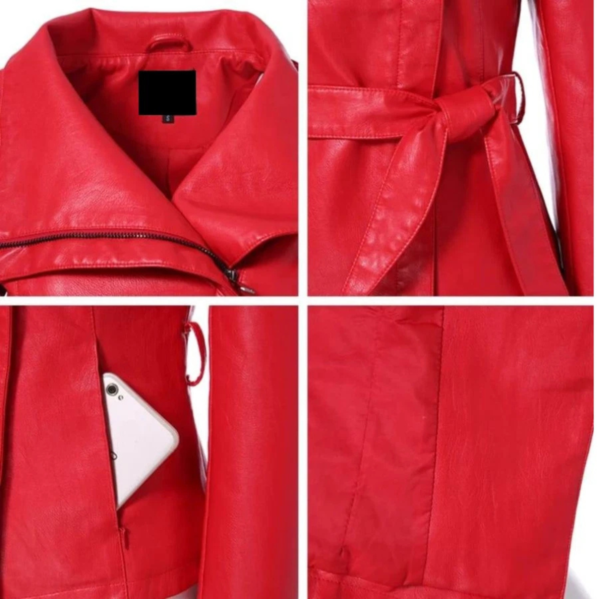 Women’s Black & Red Leather Moto Jacket