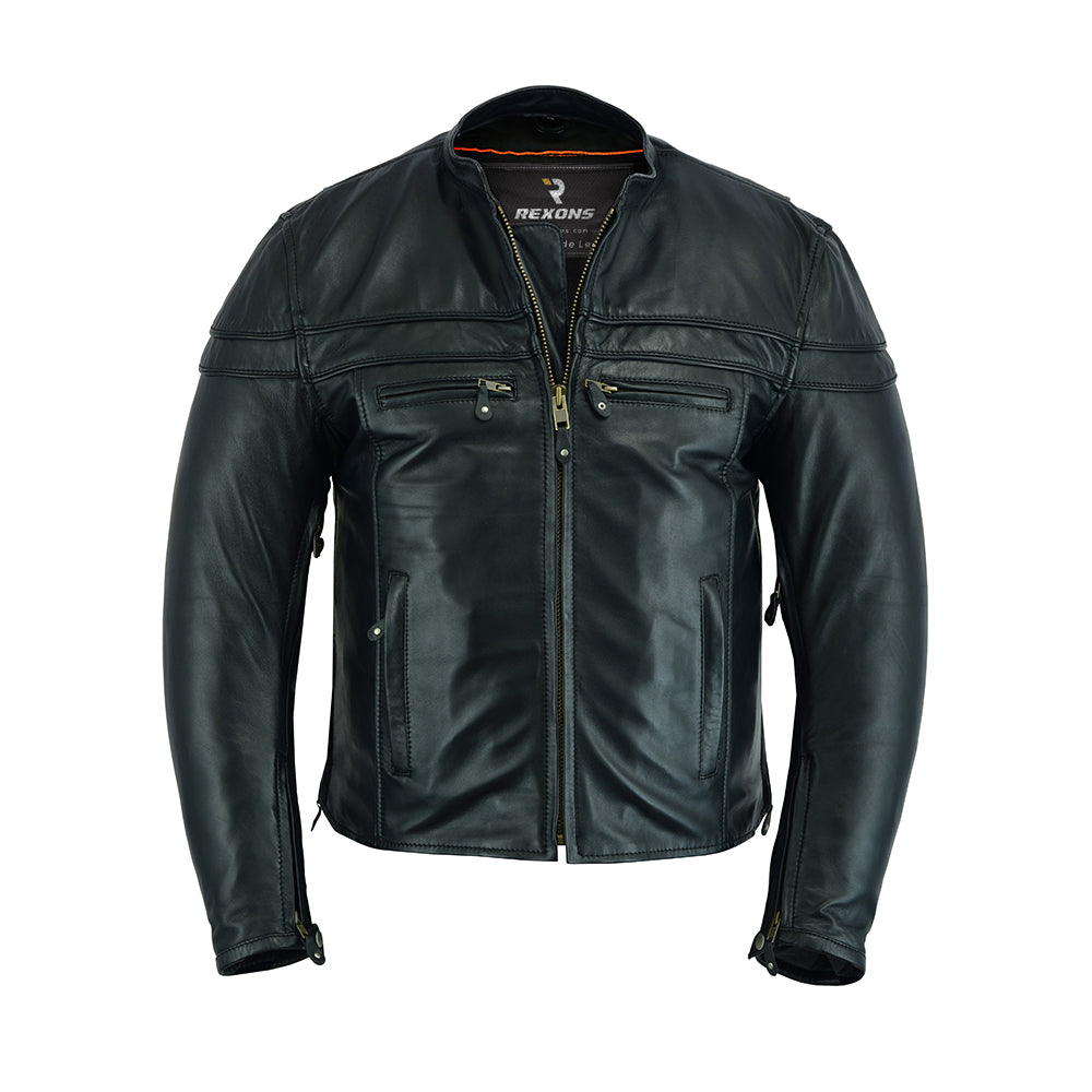 Men's ‘Crossover’ Black Leather Lightweight MC Jacket