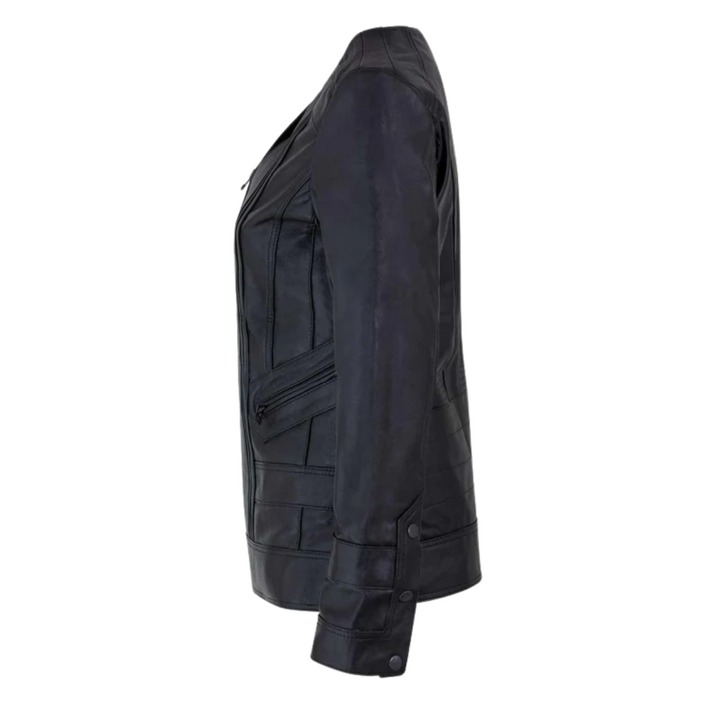 Women’s Black Sheepskin Leather Motorcycle Jacket