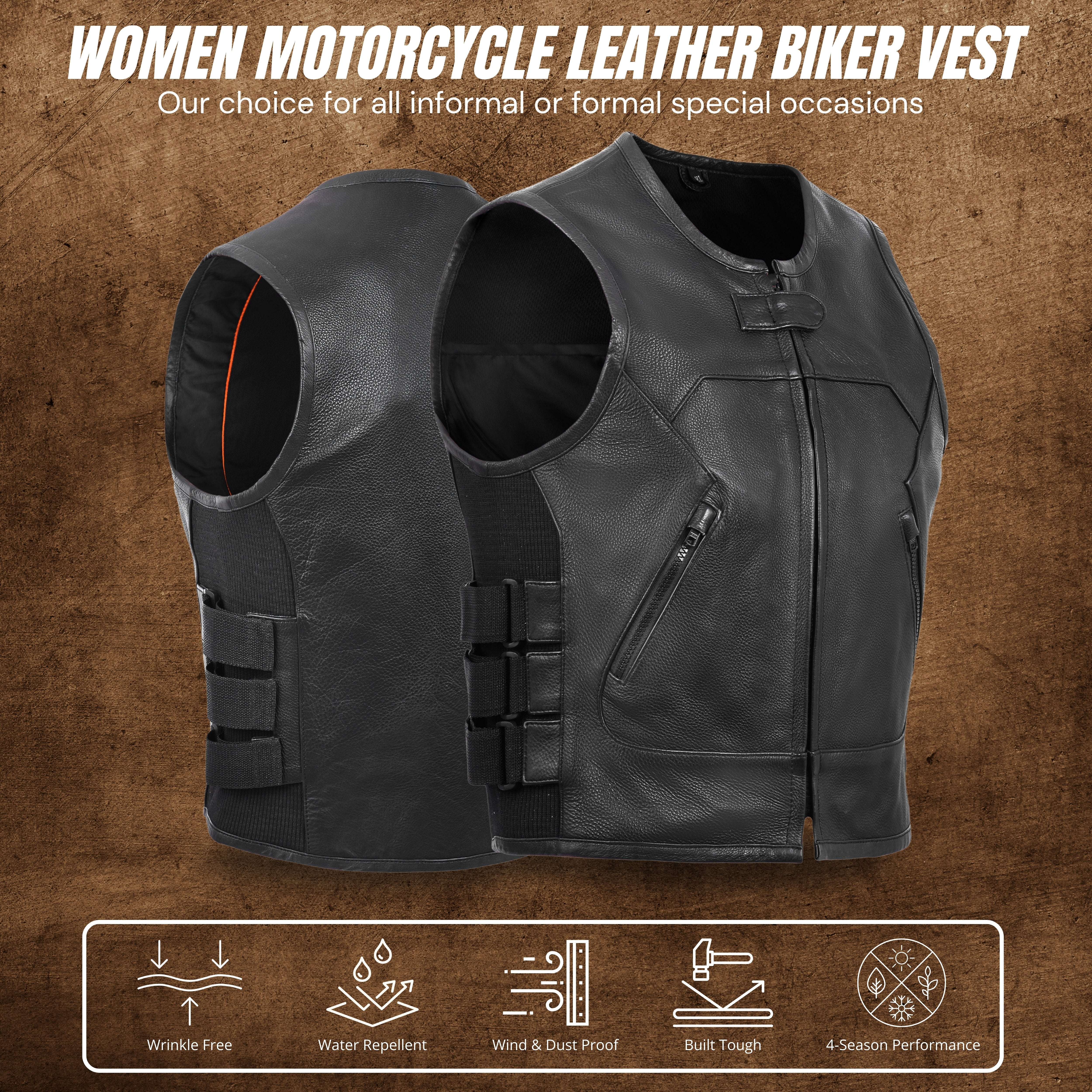 Black SWAT & Bulletproof Style Leather Vest – Tactical-Inspired Streetwear by Rexons