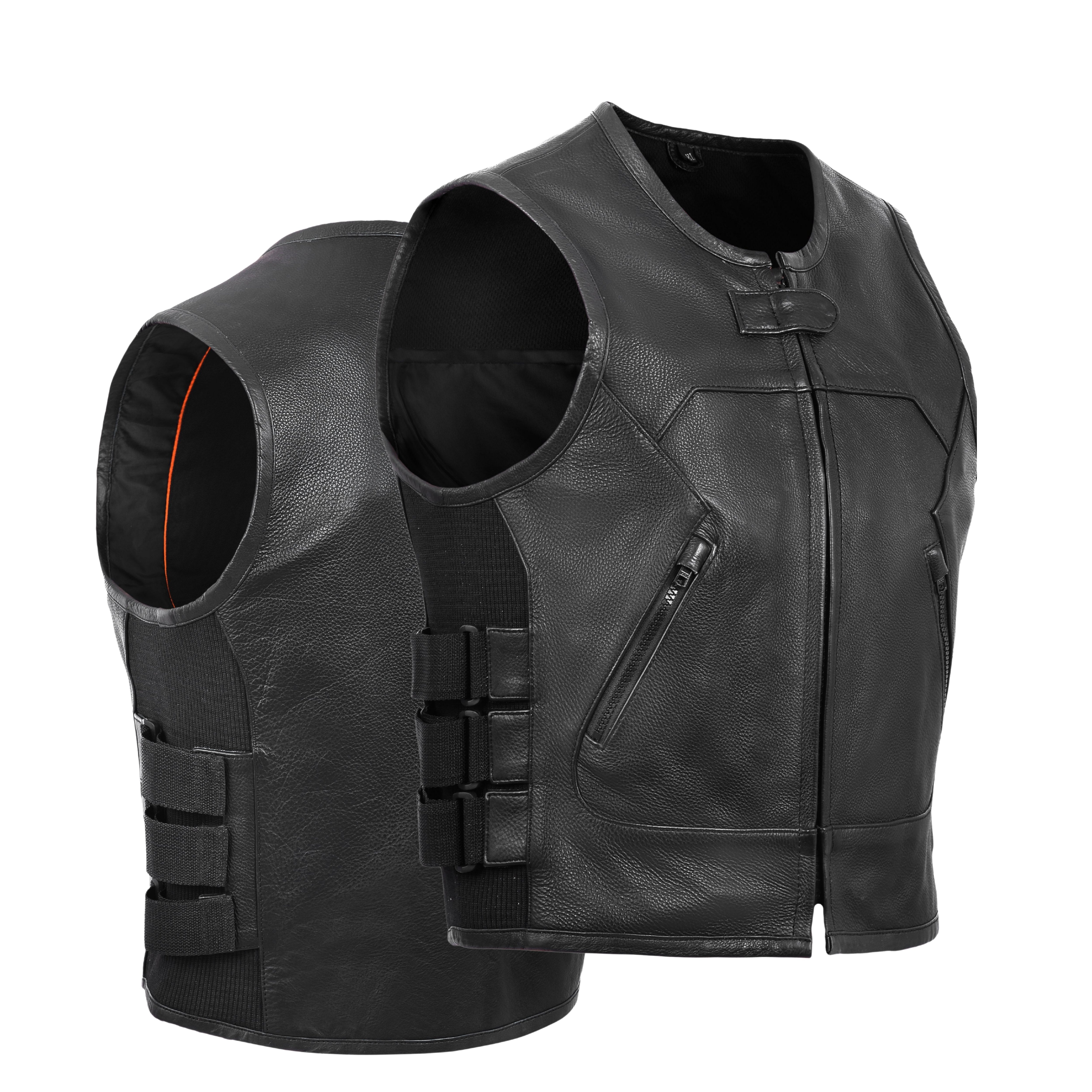 Black SWAT & Bulletproof Style Leather Vest – Tactical-Inspired Streetwear by Rexons