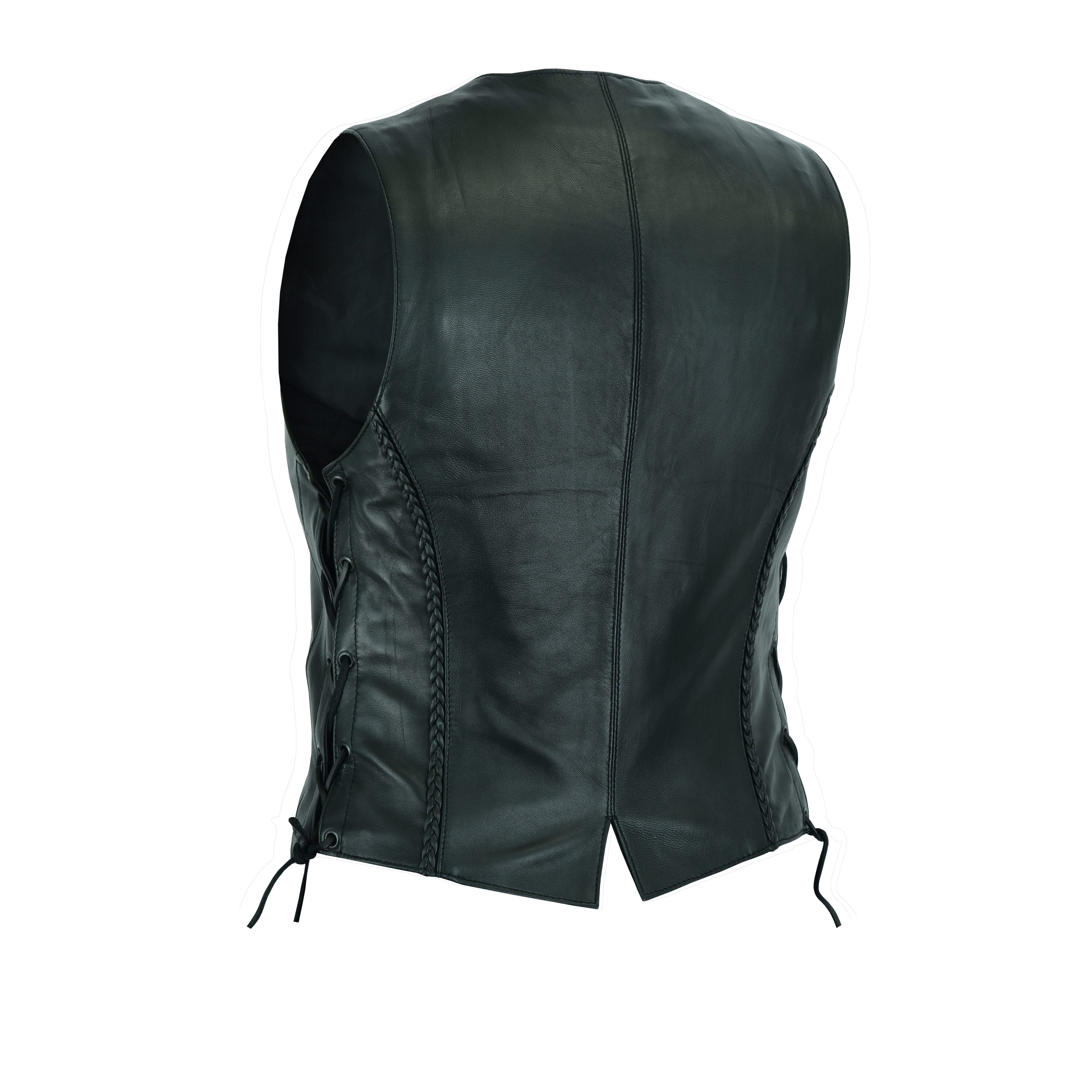 Motorcycle Women’s Braided Leather Vest – Classic Biker Style by Rexons