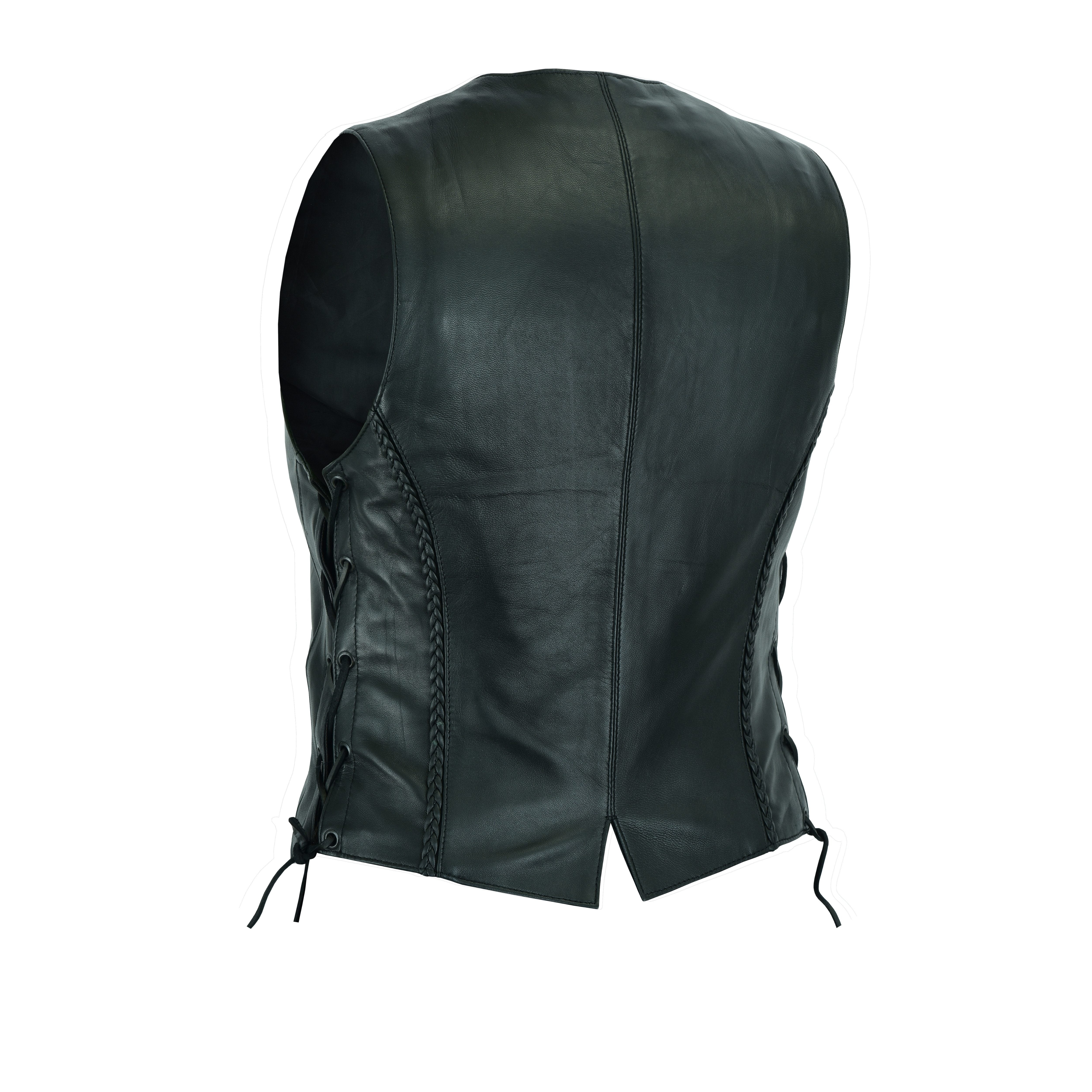 Motorcycle Women’s Braided Leather Vest – Classic Biker Style by Rexons