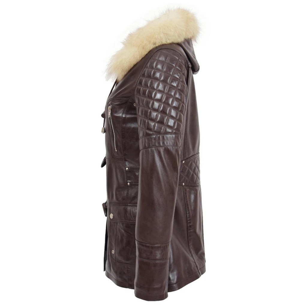 Women’s Real Lambskin Leather Duffle Jacket