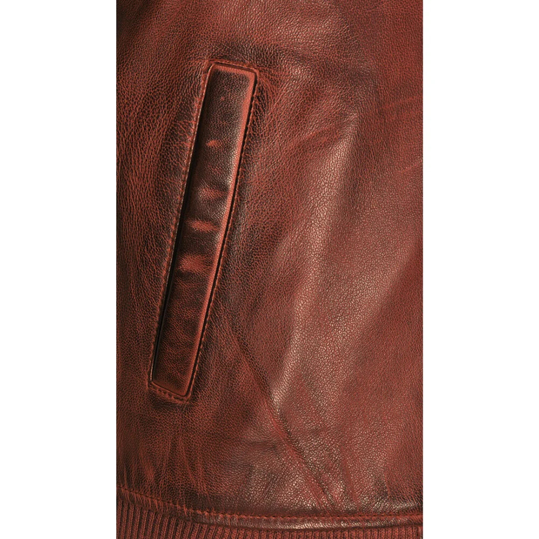Men’s Boyd’s Rust Leather Jacket with Ribbed Cuffs