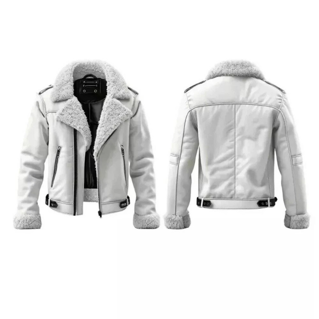 Men’s White Sheepskin Leather Jacket