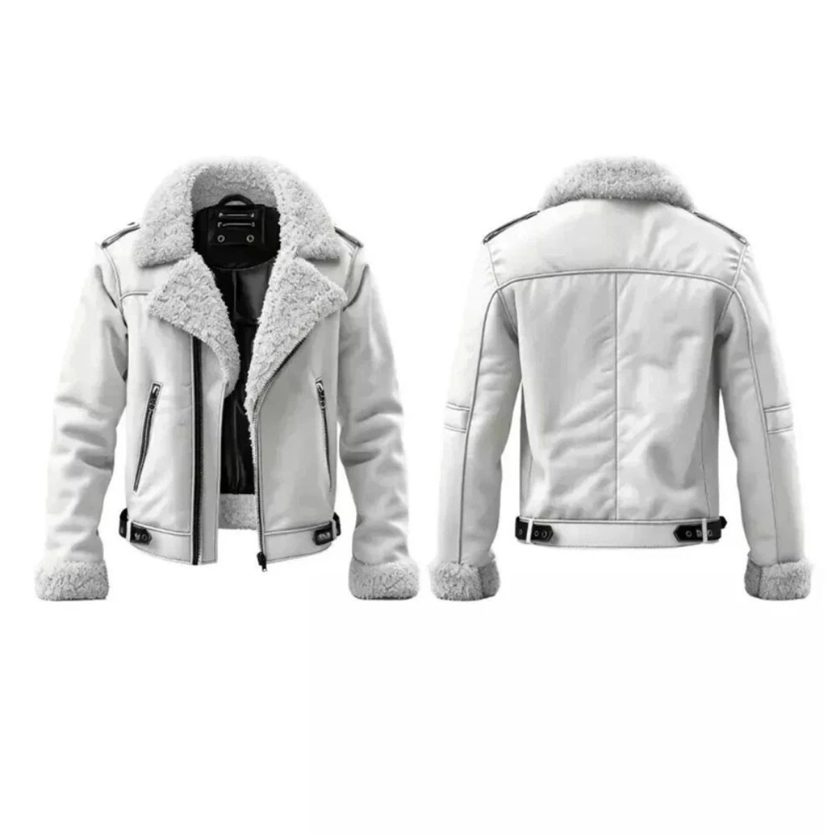 Men’s White Sheepskin Leather Jacket