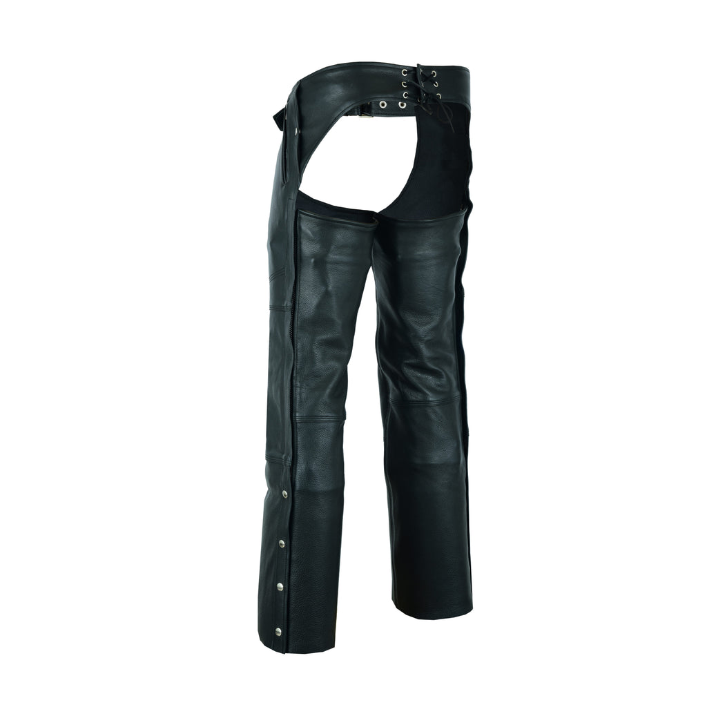 A&H Apparel Men’s Premium Cowhide Leather Motorcycle Chaps – Elastic Fit for Comfort & Flexibility
