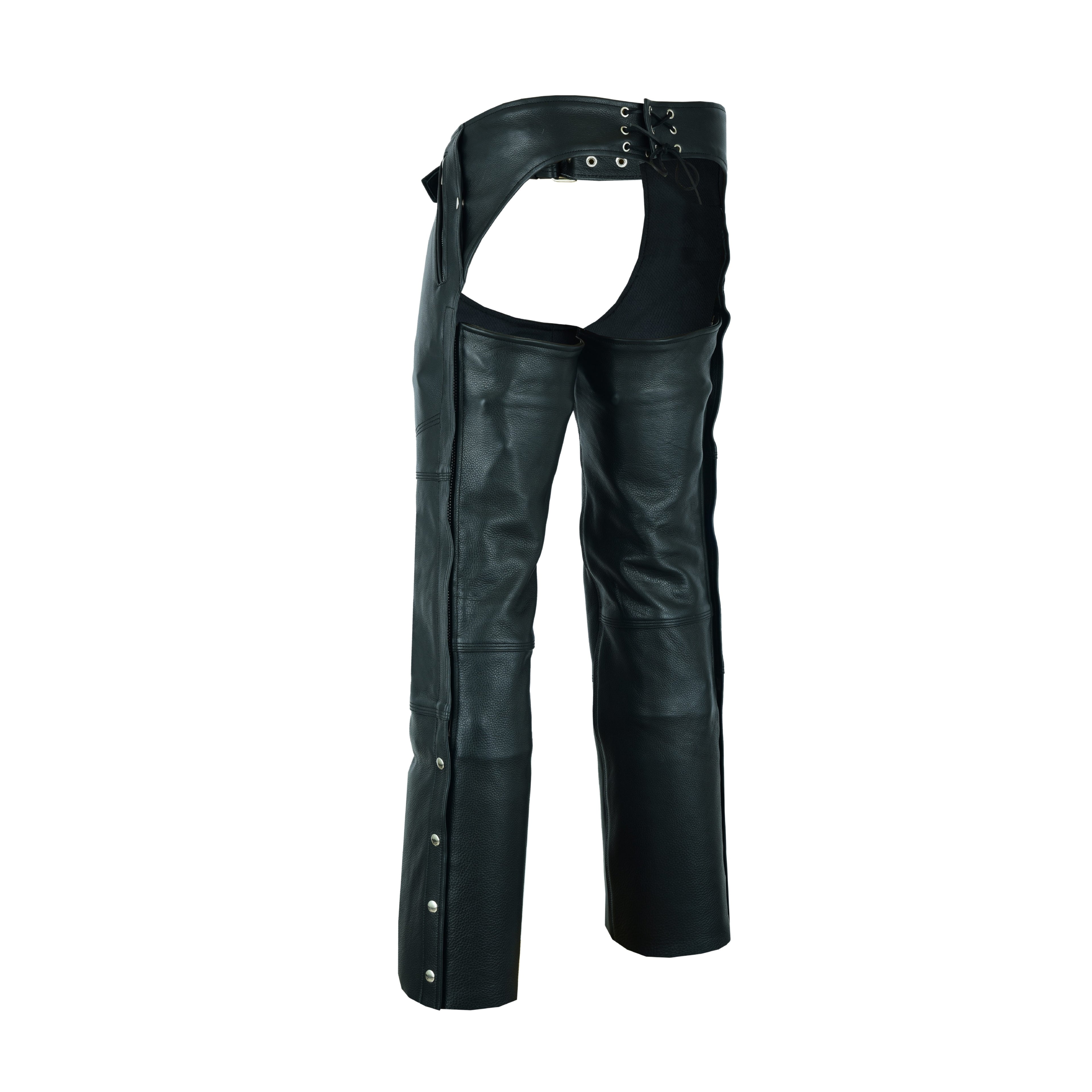 A&H Apparel Men’s Premium Cowhide Leather Motorcycle Chaps – Elastic Fit for Comfort & Flexibility