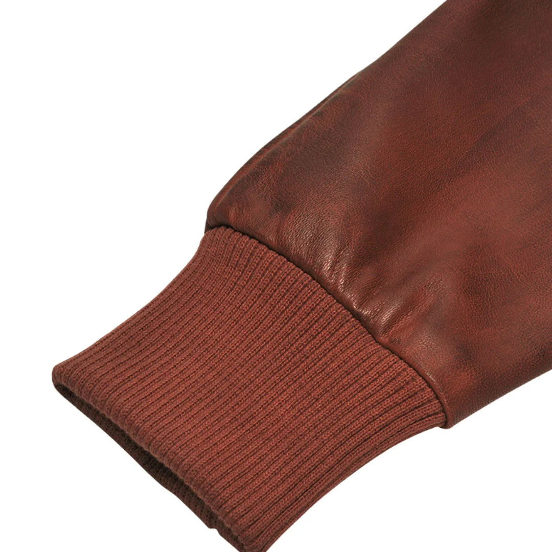 Men’s Boyd’s Rust Leather Jacket with Ribbed Cuffs