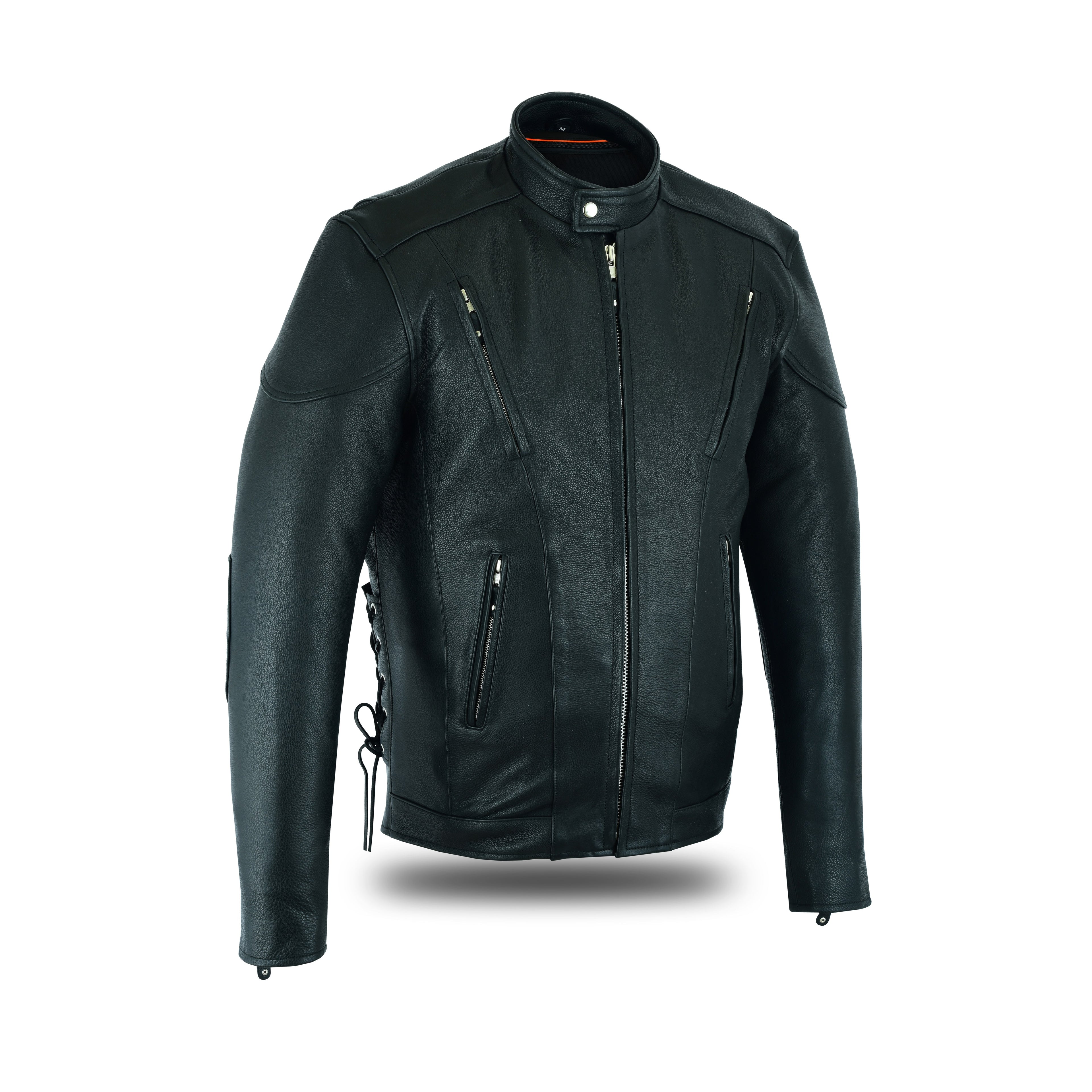 TALL Black Racer Leather Biker Jacket – Extended Sleeves & Back Length