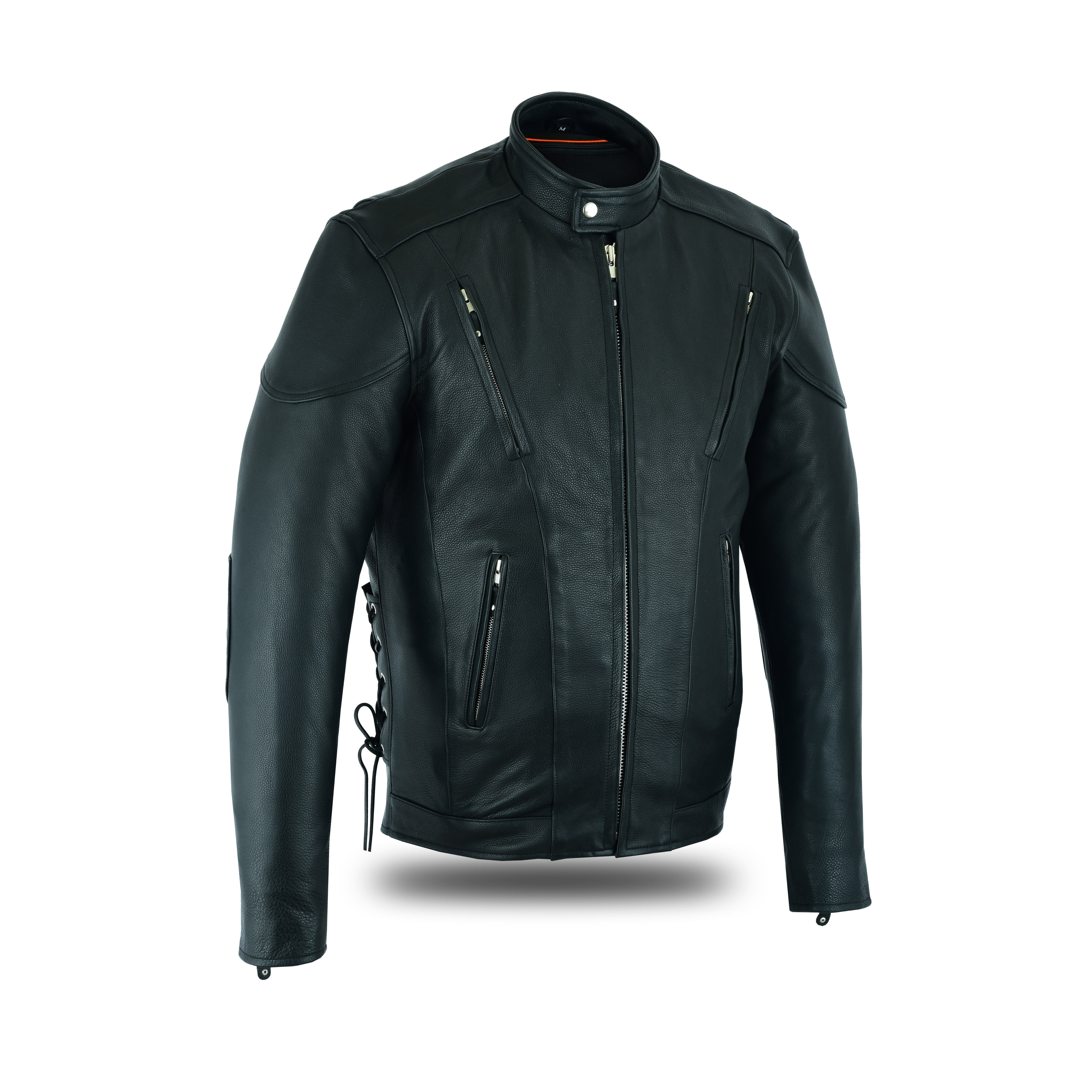 TALL Black Racer Leather Biker Jacket – Extended Sleeves & Back Length