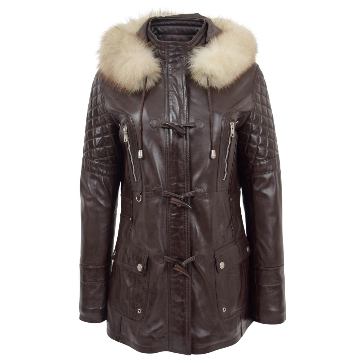 Women’s Real Lambskin Leather Duffle Jacket