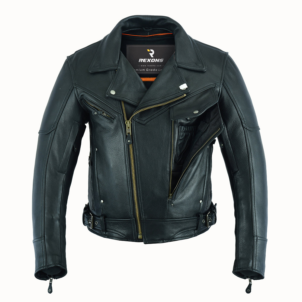 High-End Men’s Pistol Pete Leather Jacket – Western Fringe Biker Style