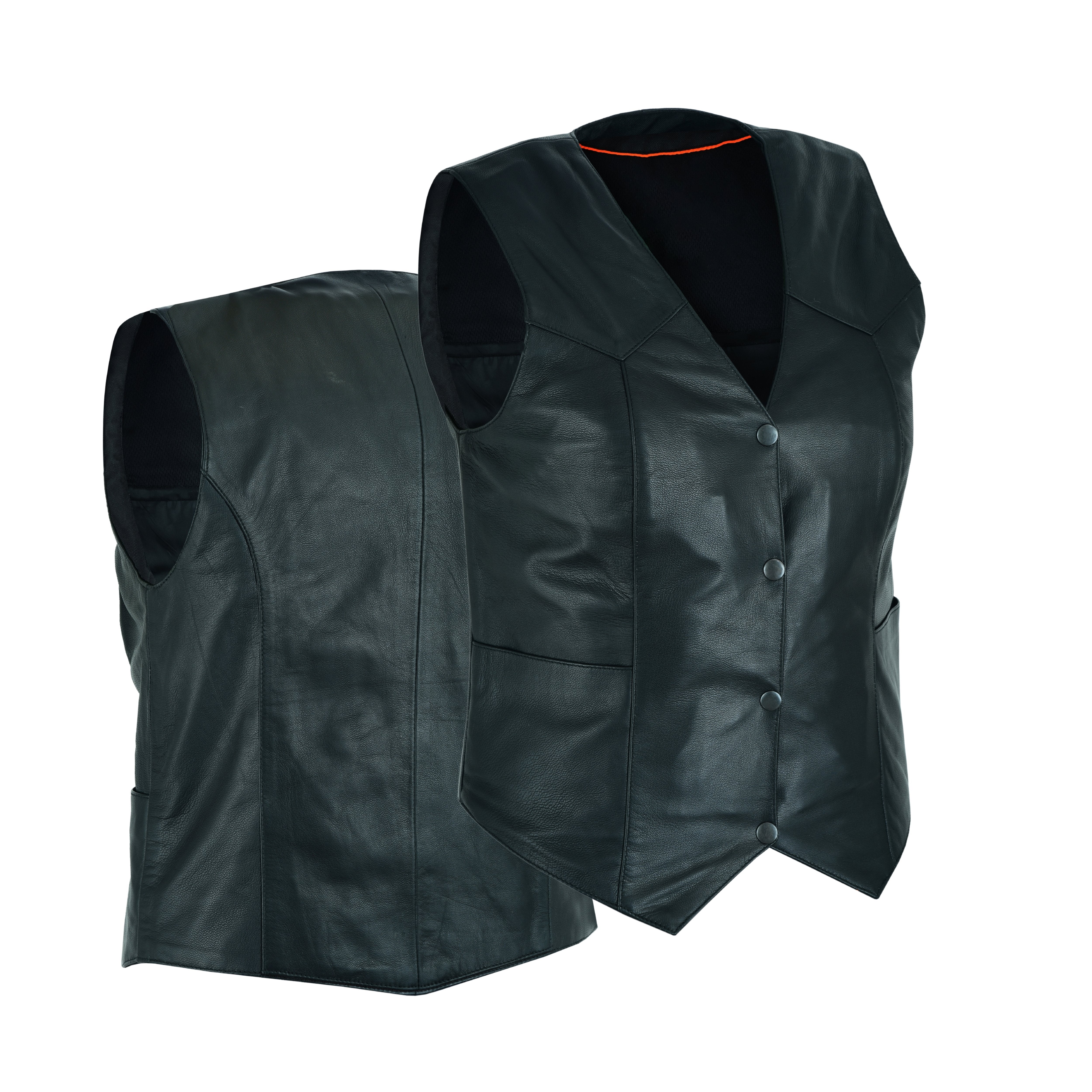 Black Soft Leather Biker Motorcycle Vest with Concealed Carry Pockets – by Rexons