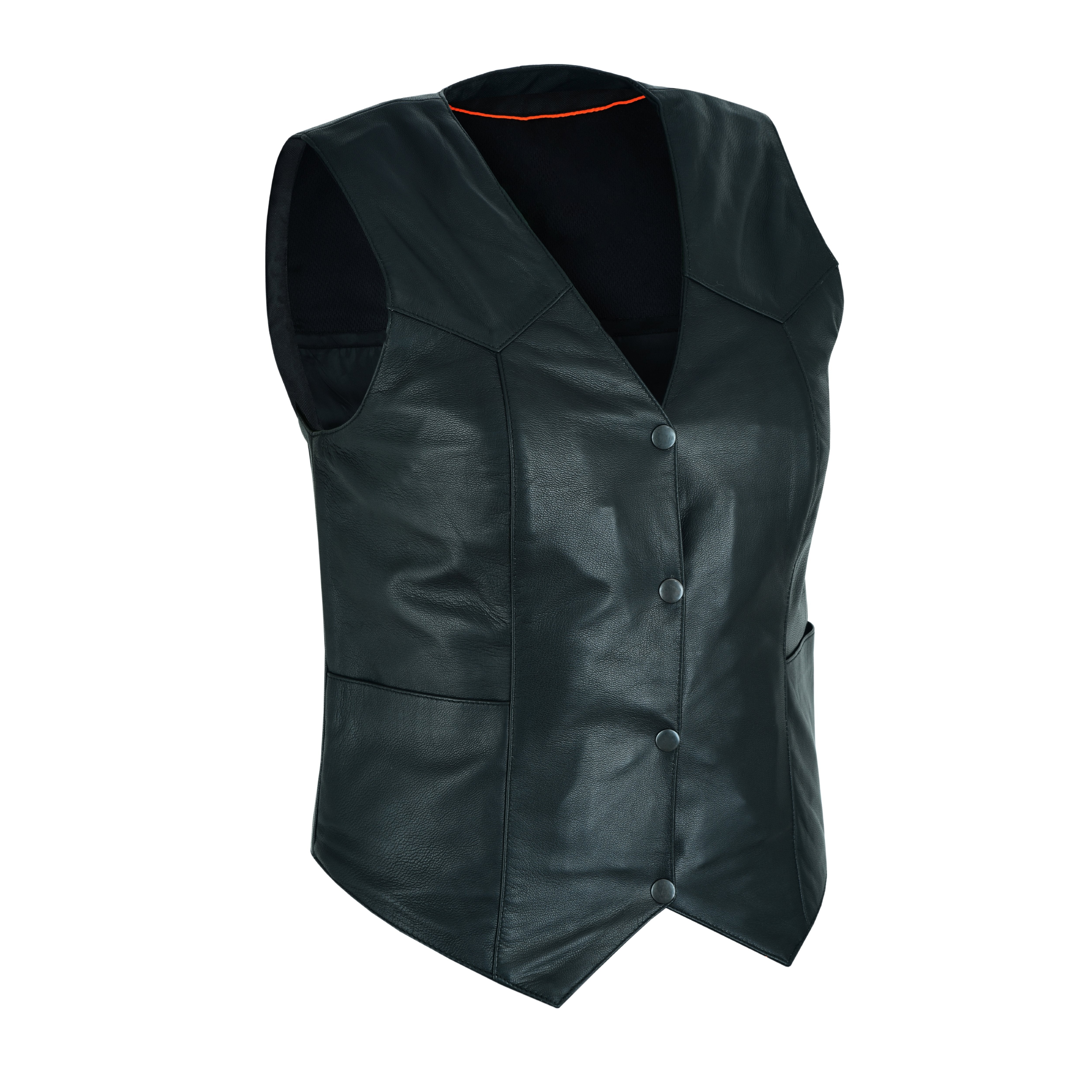 Black Soft Leather Biker Motorcycle Vest with Concealed Carry Pockets – by Rexons