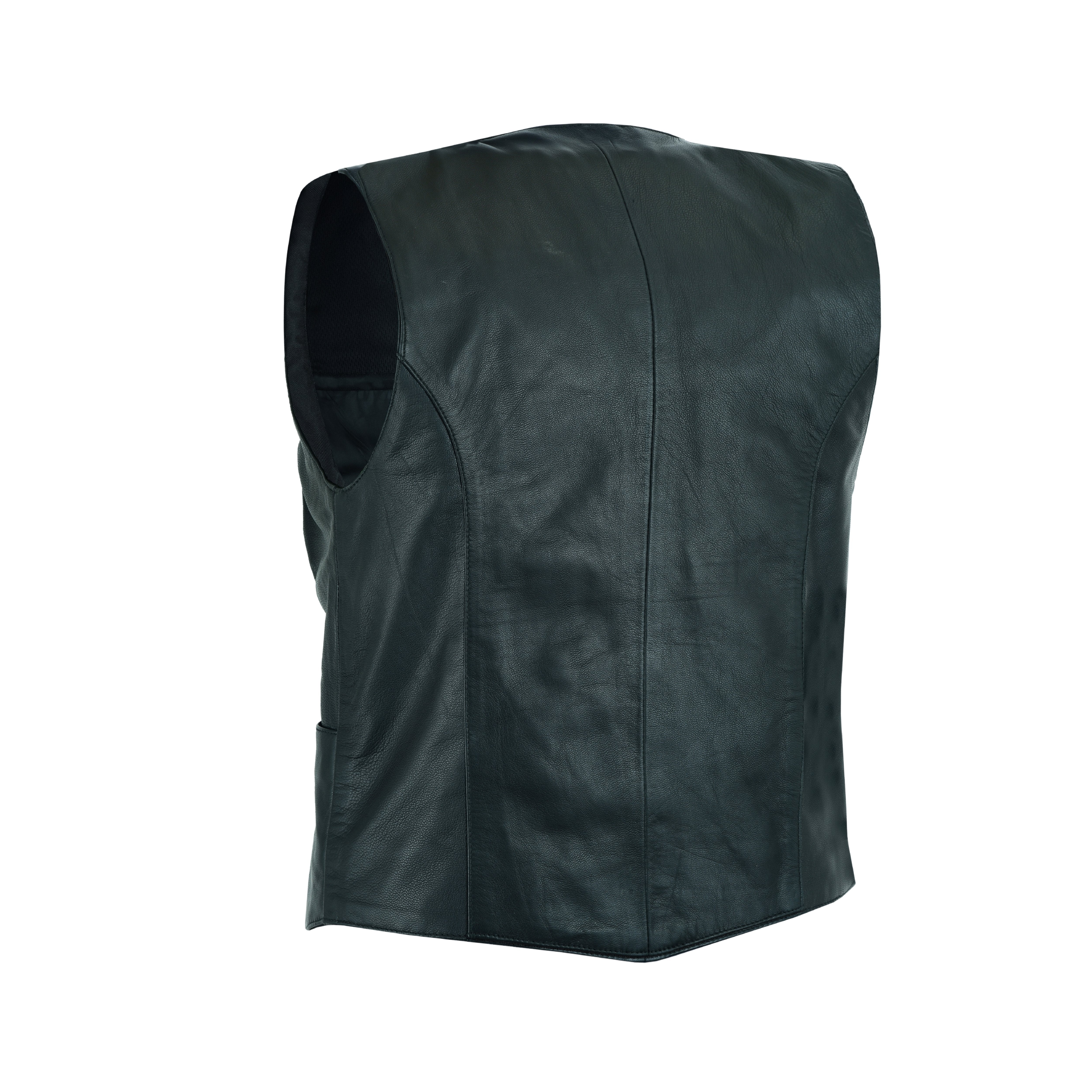 Black Soft Leather Biker Motorcycle Vest with Concealed Carry Pockets – by Rexons