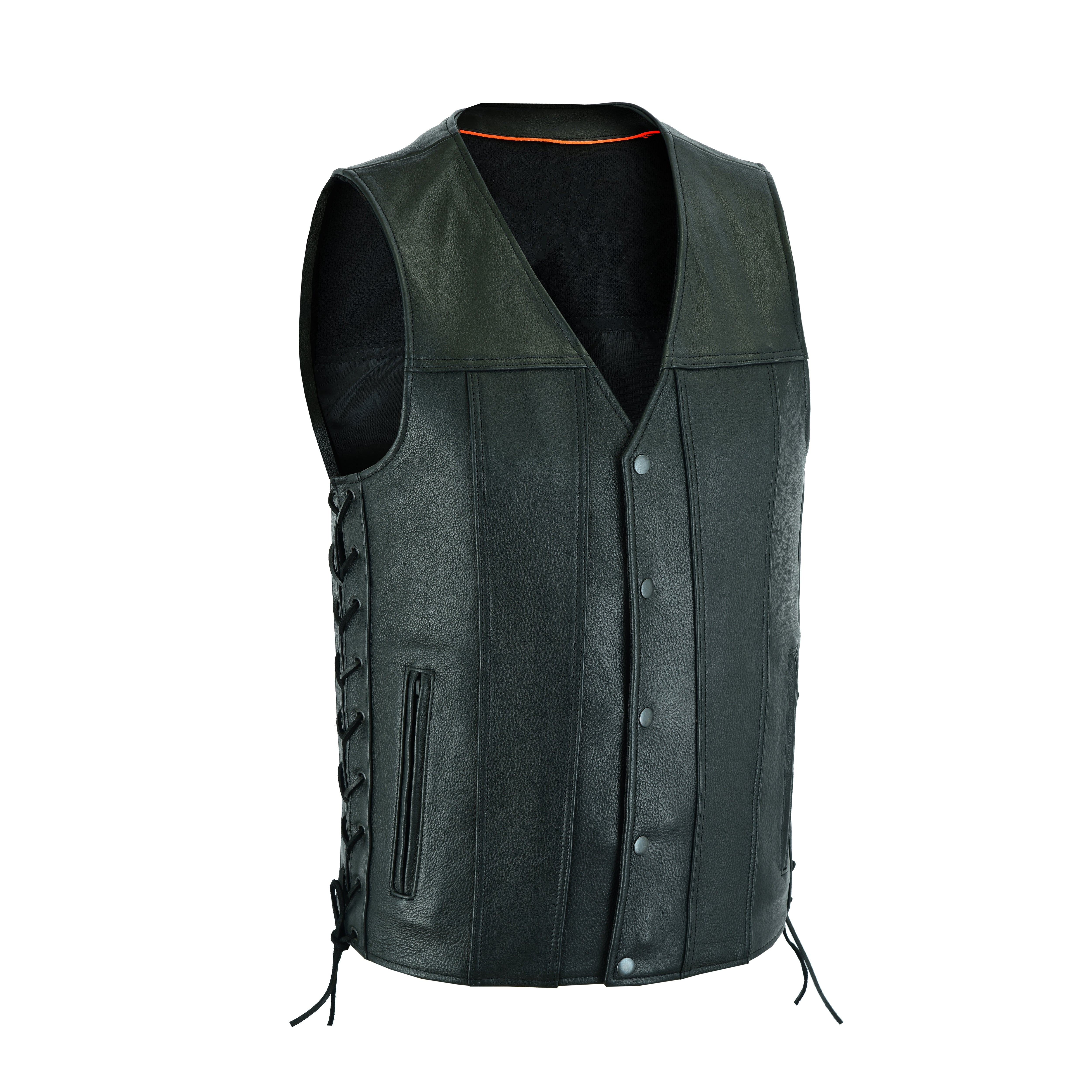 Men's Side-Laced Leather Motorcycle Vest – Classic Biker Kutte Style for Club, Chopper, and Cruiser Riders